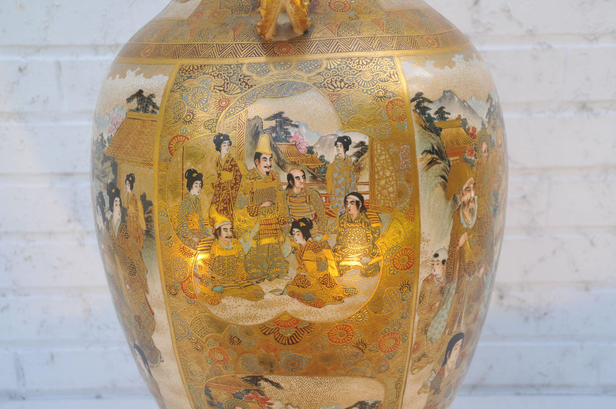 Hand-Crafted Important Satsuma Baluster Vase For Sale