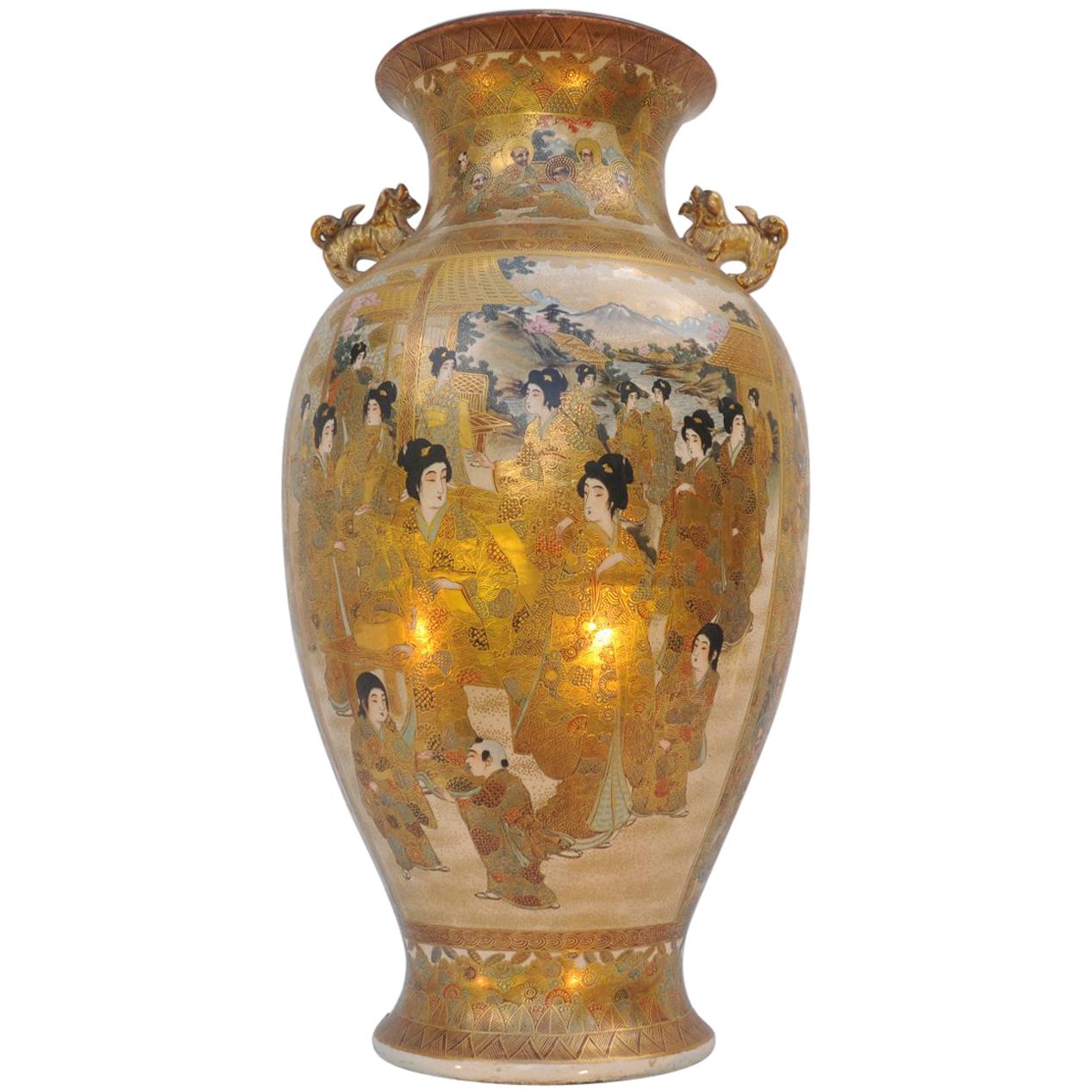 Important Satsuma Baluster Vase For Sale