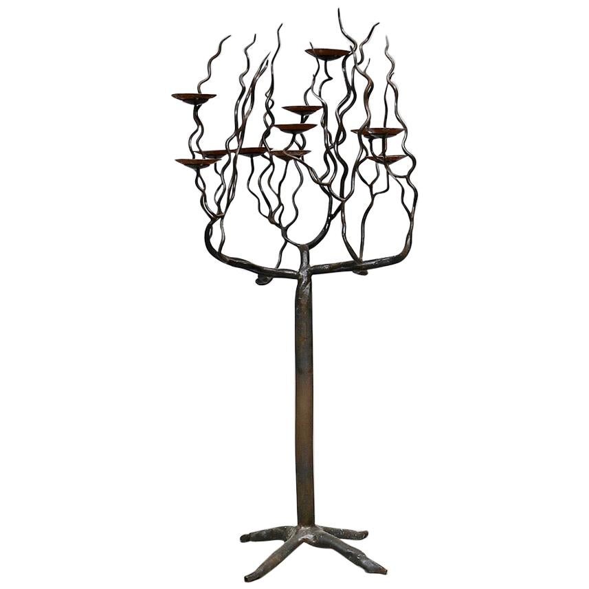 Important Scandinavian Candelabras in Wrought Iron, 1950 For Sale
