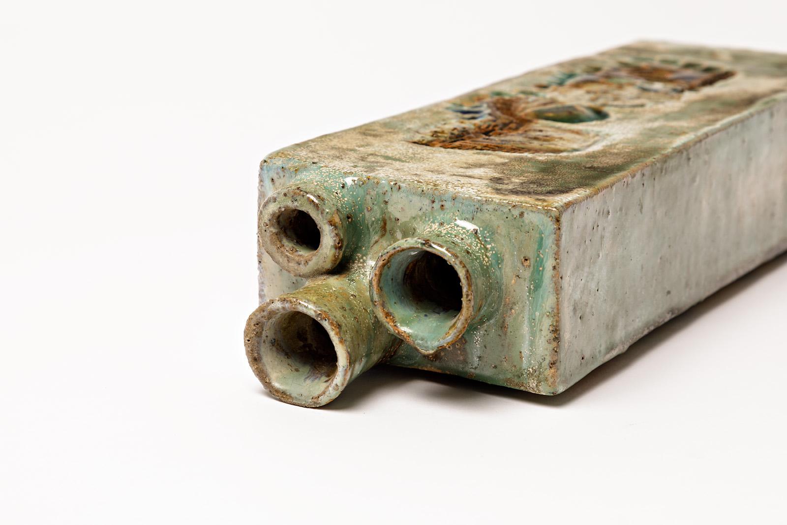 XX secolo Importante vaso scultoreo astratto in ceramica di Maume Decorazione del Medioevo in vendita