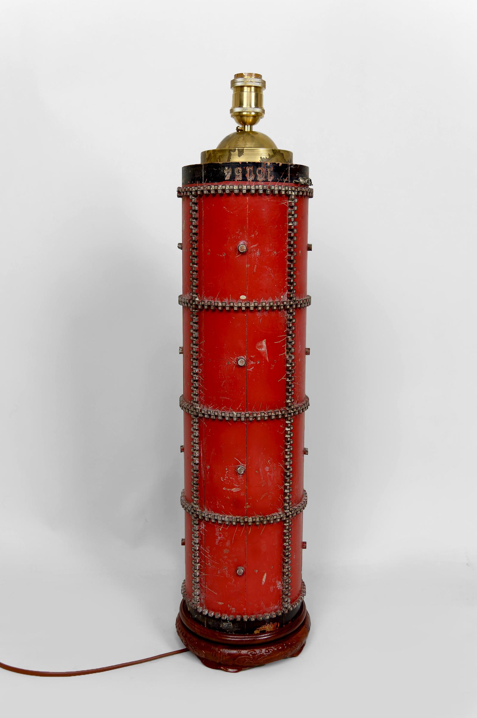 Importante Lámpara Escultórica, Rodillo de Impresión Art Decó Industrial Vintage,  1920's Francés en venta