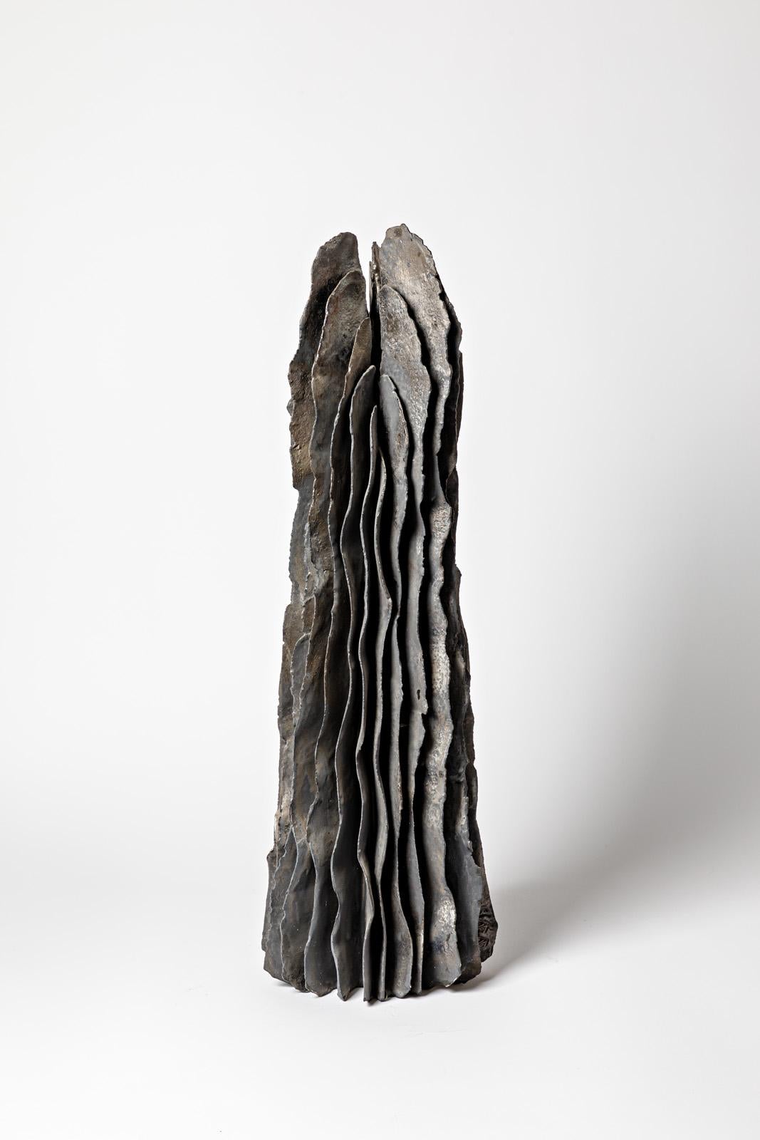 Français Importante sculpture en grès émaillé noir, Jean-Pierre Bonardot, 2022 en vente