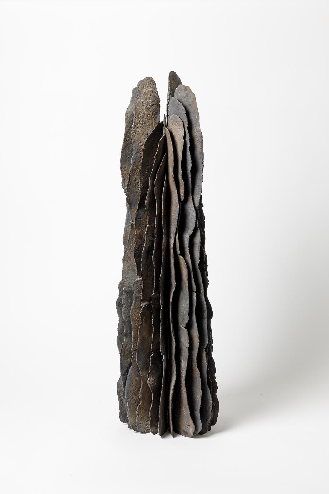 XXIe siècle et contemporain Importante sculpture en grès émaillé noir, Jean-Pierre Bonardot, 2022 en vente