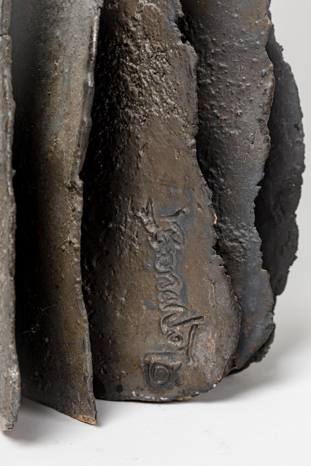 Céramique Importante sculpture en grès émaillé noir, Jean-Pierre Bonardot, 2022 en vente