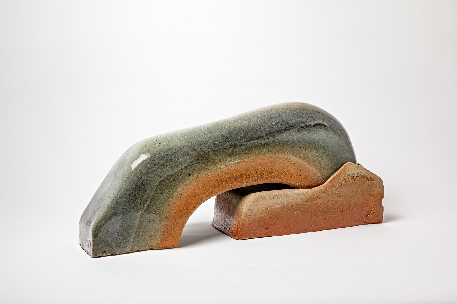 Important sculpture in glazed stoneware by Philippe Lambercy, circa 1980-1990. In Excellent Condition For Sale In Saint-Ouen, FR