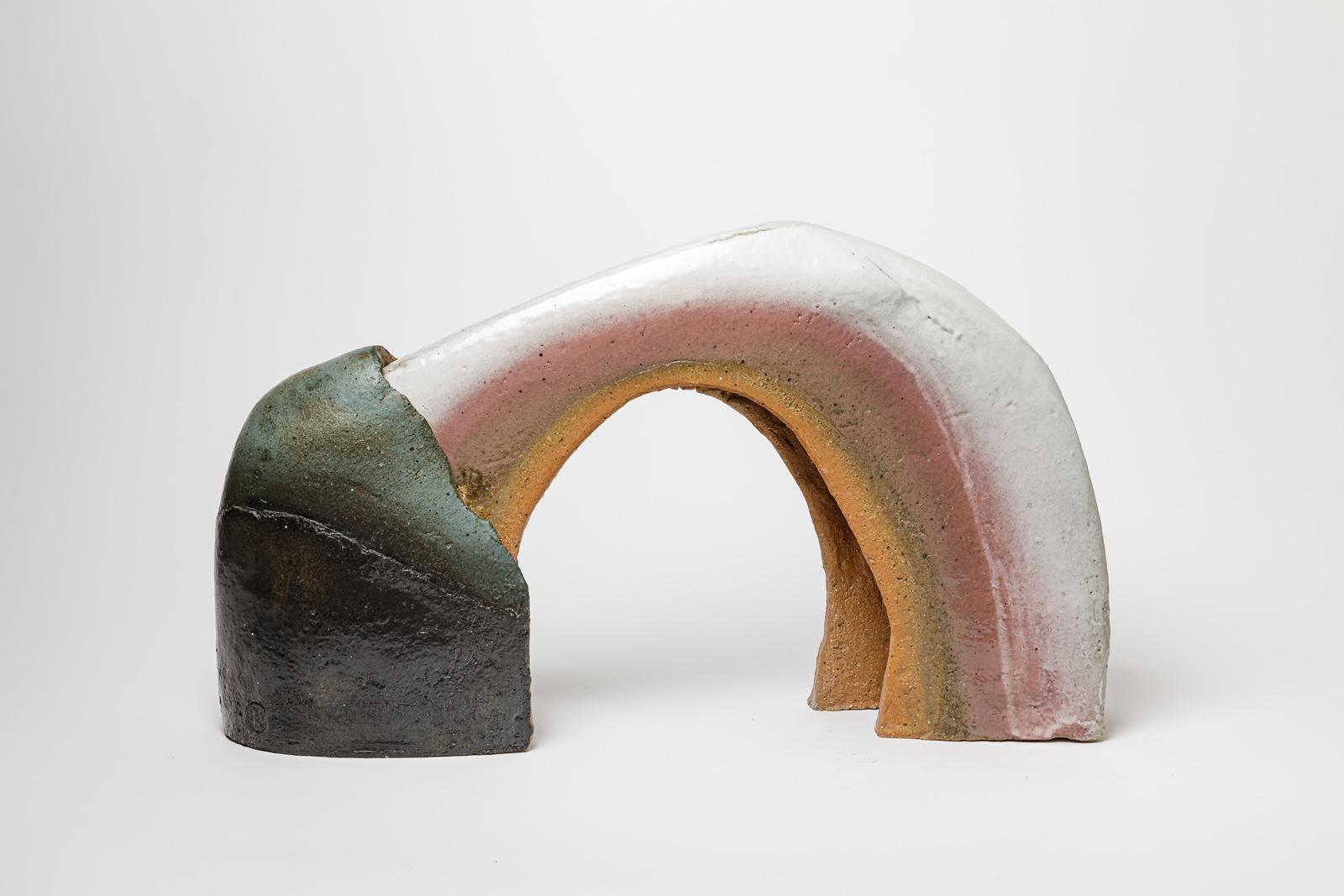 Ceramic Important sculpture in glazed stoneware by Philippe Lambercy, circa 1980-1990. For Sale