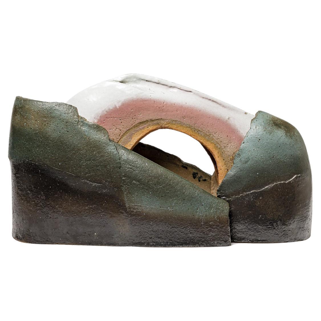 Important sculpture in glazed stoneware by Philippe Lambercy, circa 1980-1990. For Sale