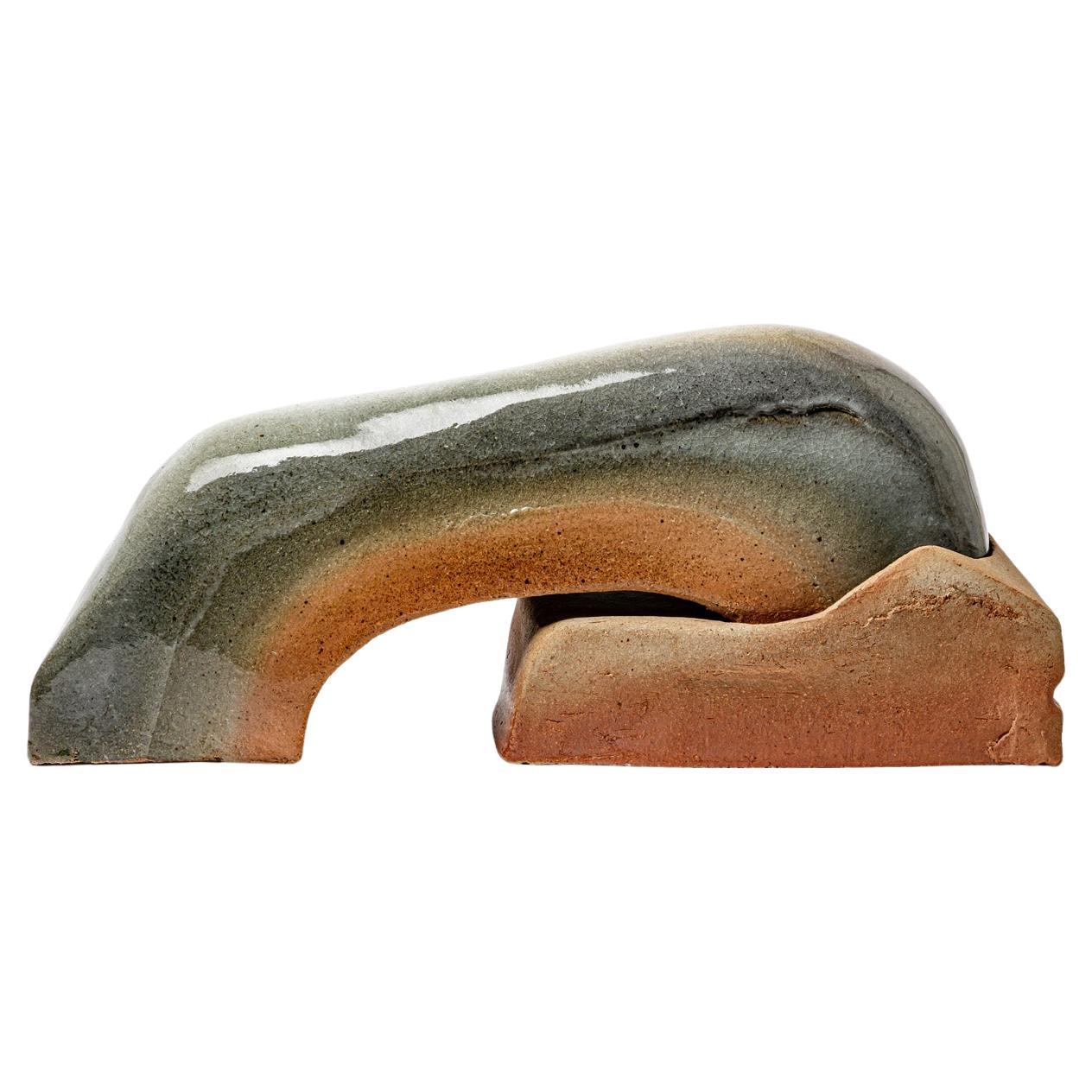 Important sculpture in glazed stoneware by Philippe Lambercy, circa 1980-1990.