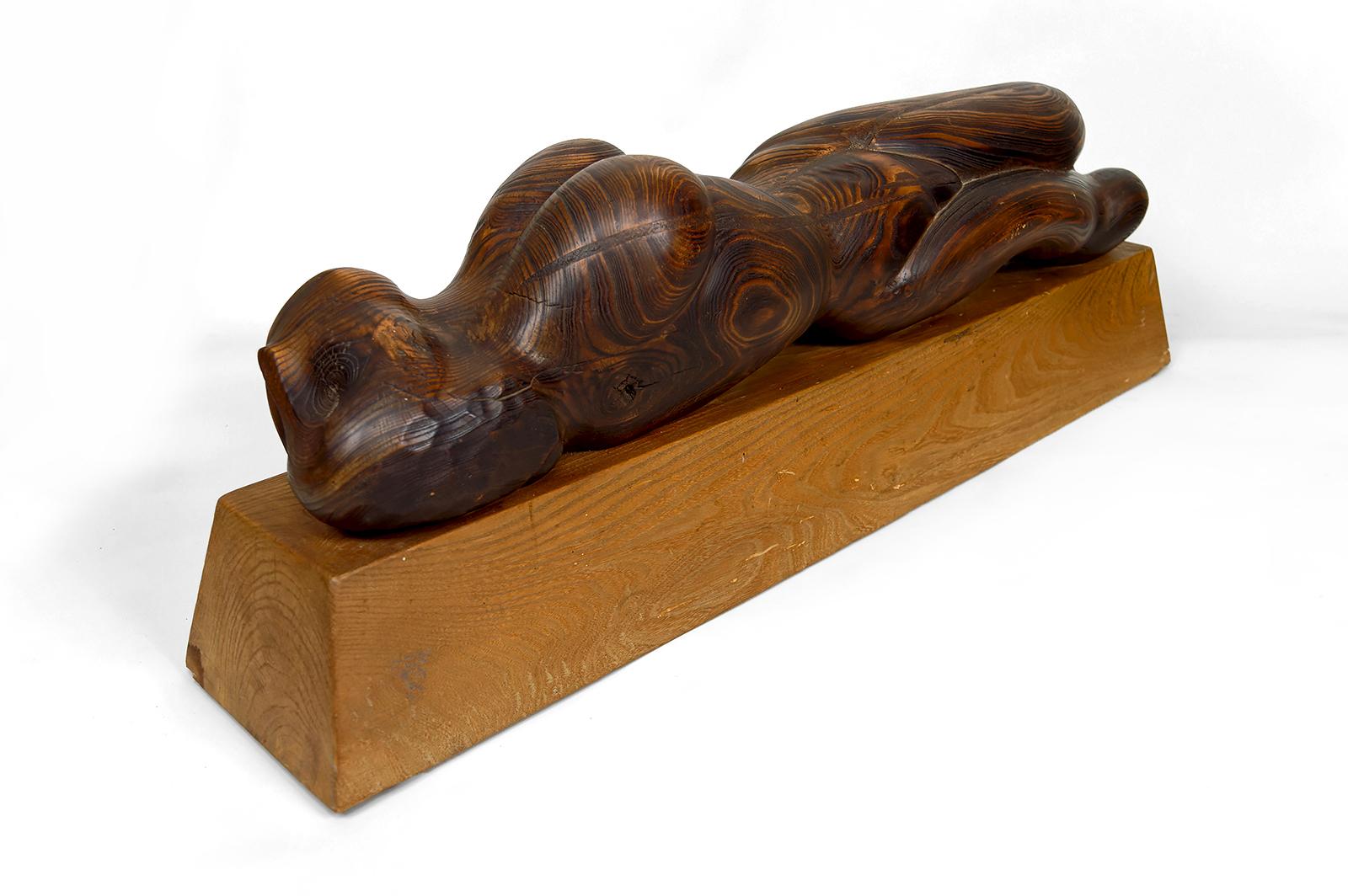 Importante Escultura de un Cuerpo Femenino, Cedro y Roble, Brutalismo, Francia, Años 70 en venta 2