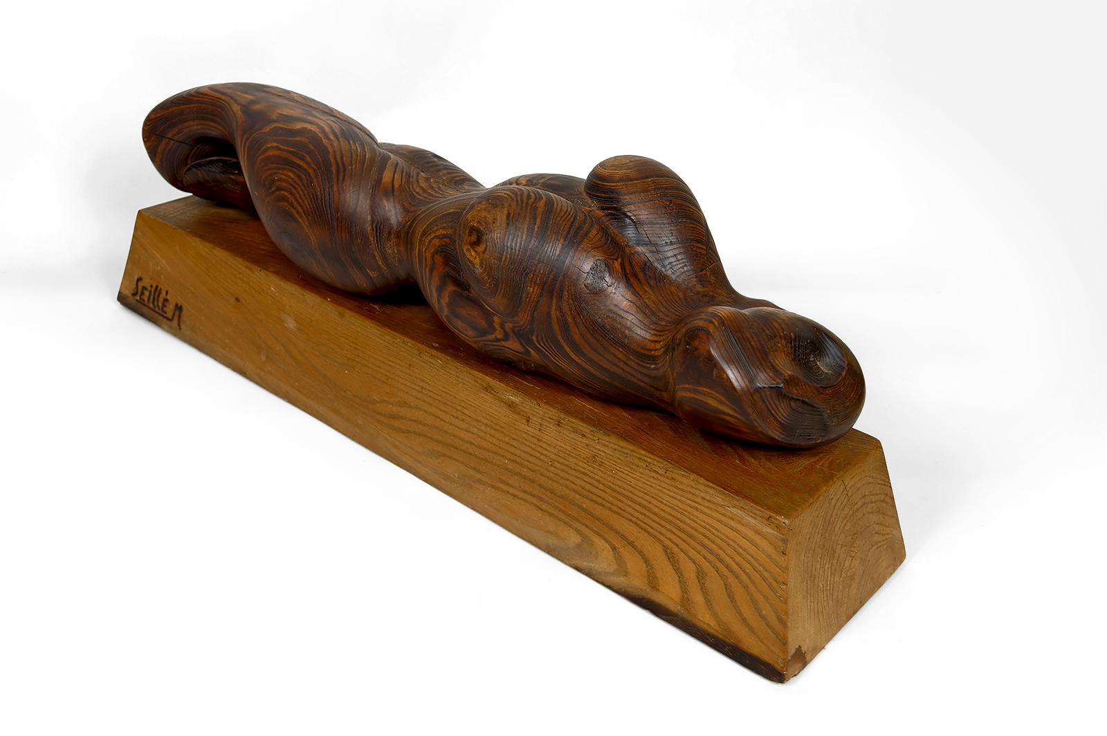 Importante Escultura de un Cuerpo Femenino, Cedro y Roble, Brutalismo, Francia, Años 70 en venta 3