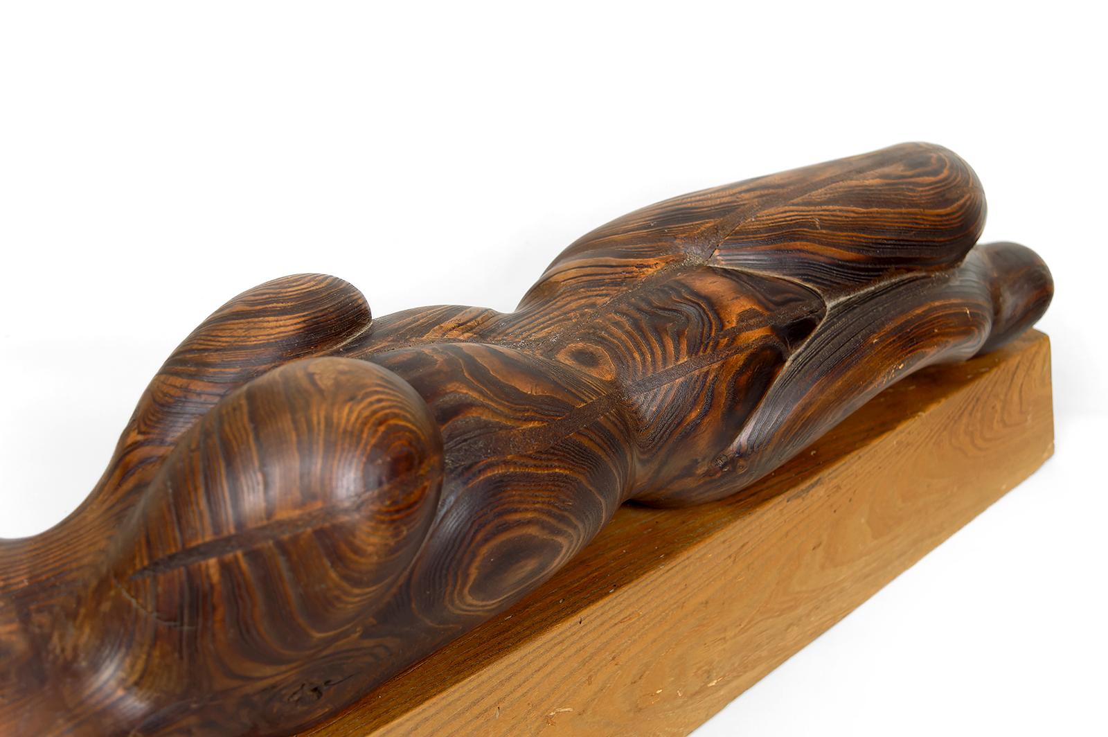 Importante Escultura de un Cuerpo Femenino, Cedro y Roble, Brutalismo, Francia, Años 70 en venta 5