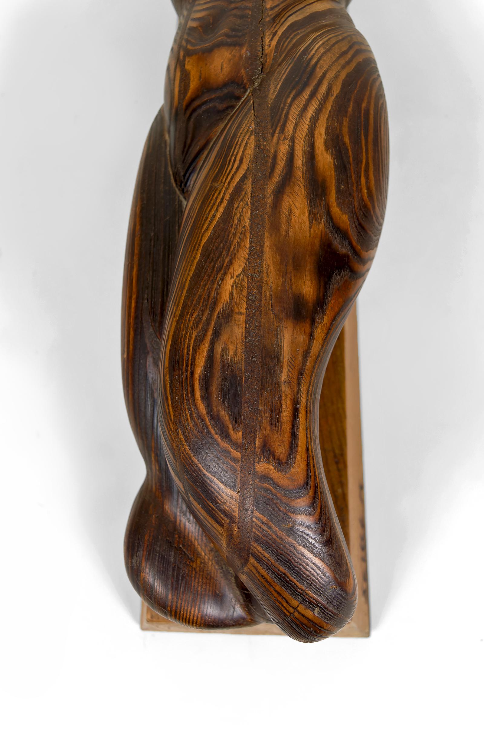 Importante Escultura de un Cuerpo Femenino, Cedro y Roble, Brutalismo, Francia, Años 70 en venta 8