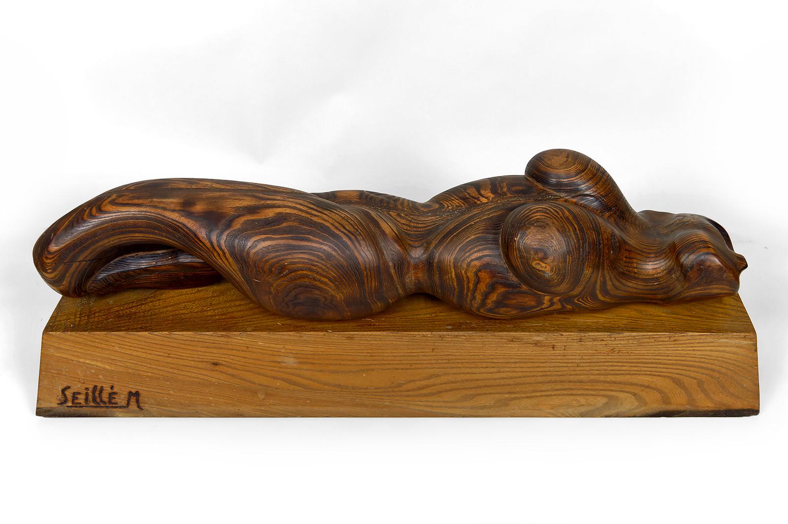 Importante Escultura de un Cuerpo Femenino, Cedro y Roble, Brutalismo, Francia, Años 70 Brutalista en venta