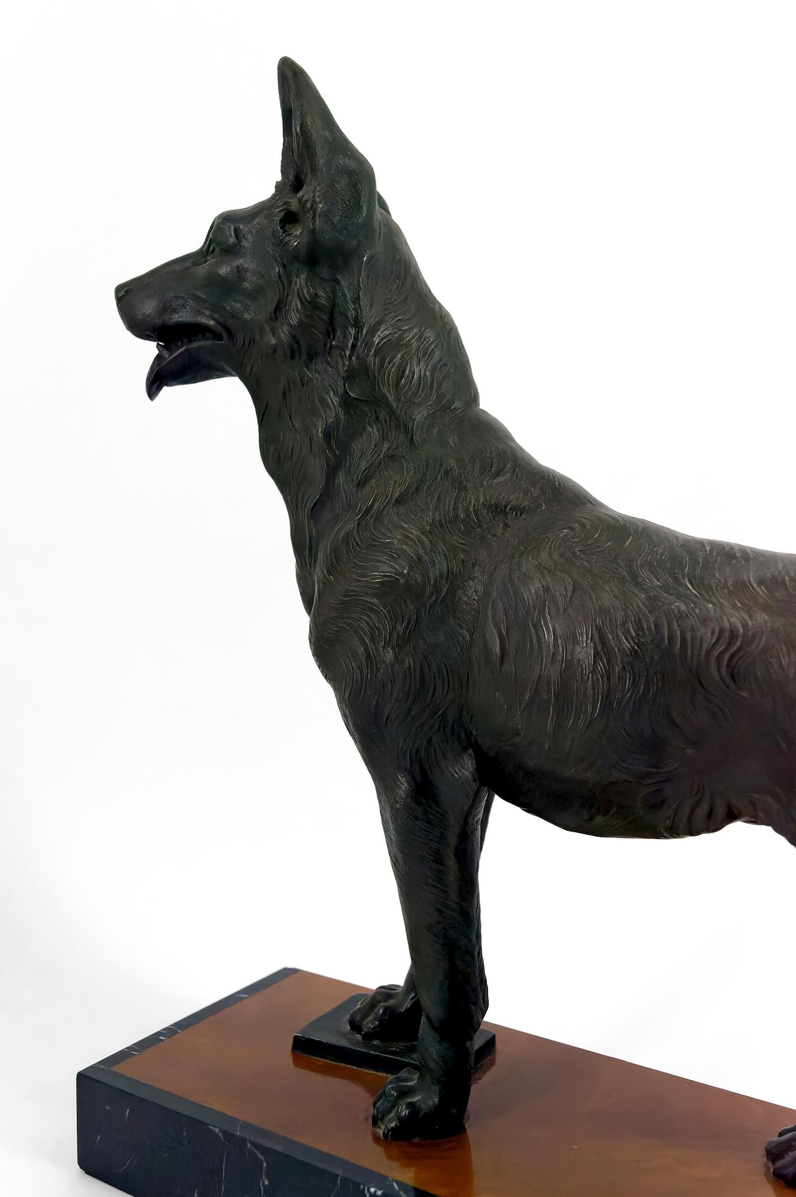 Importante scultura di un pastore tedesco, Trofeo per la sfida di Perrier, 1942 in vendita 7