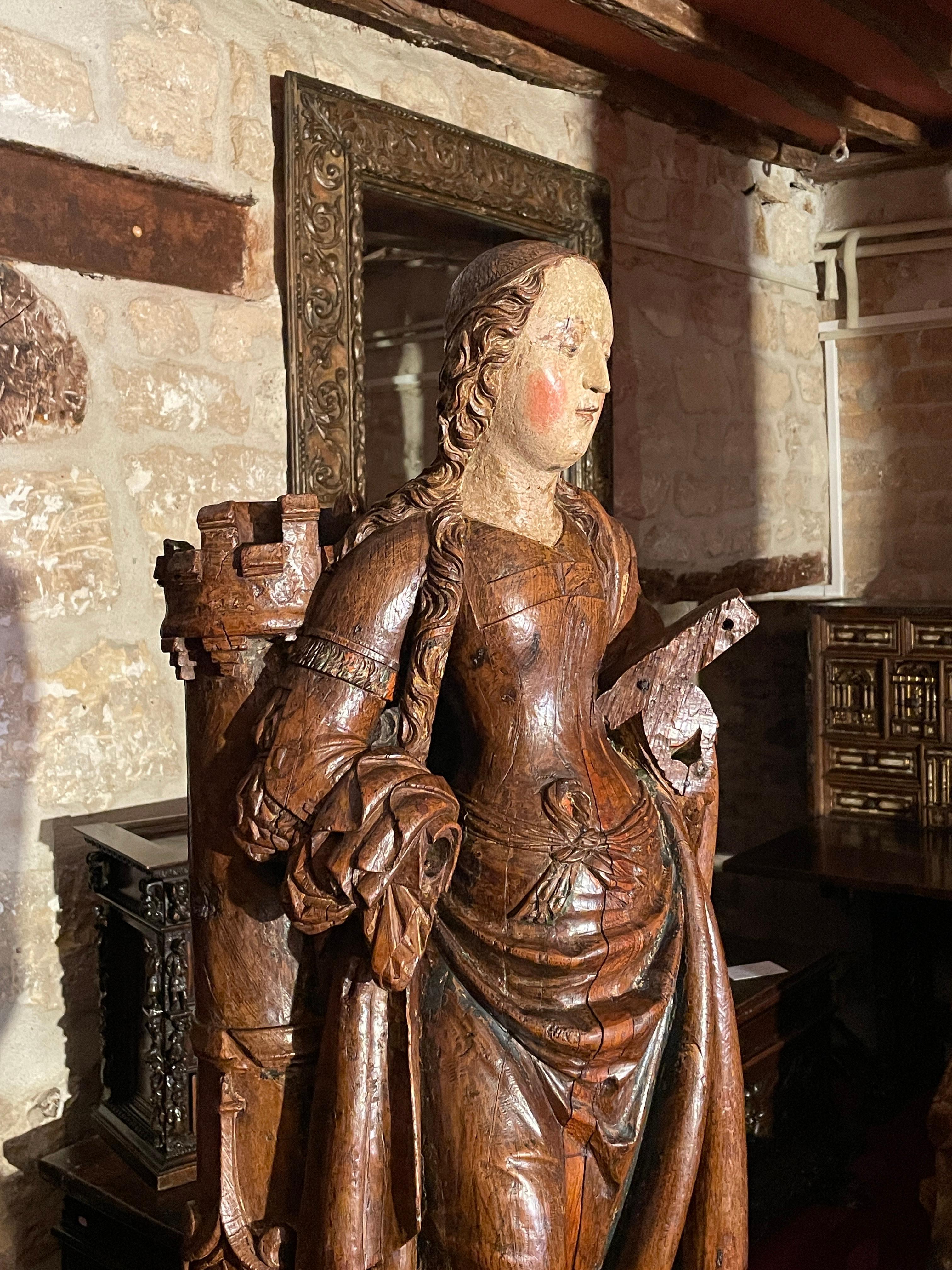 Important Sculpture Representing Saint Barbara For Sale 3