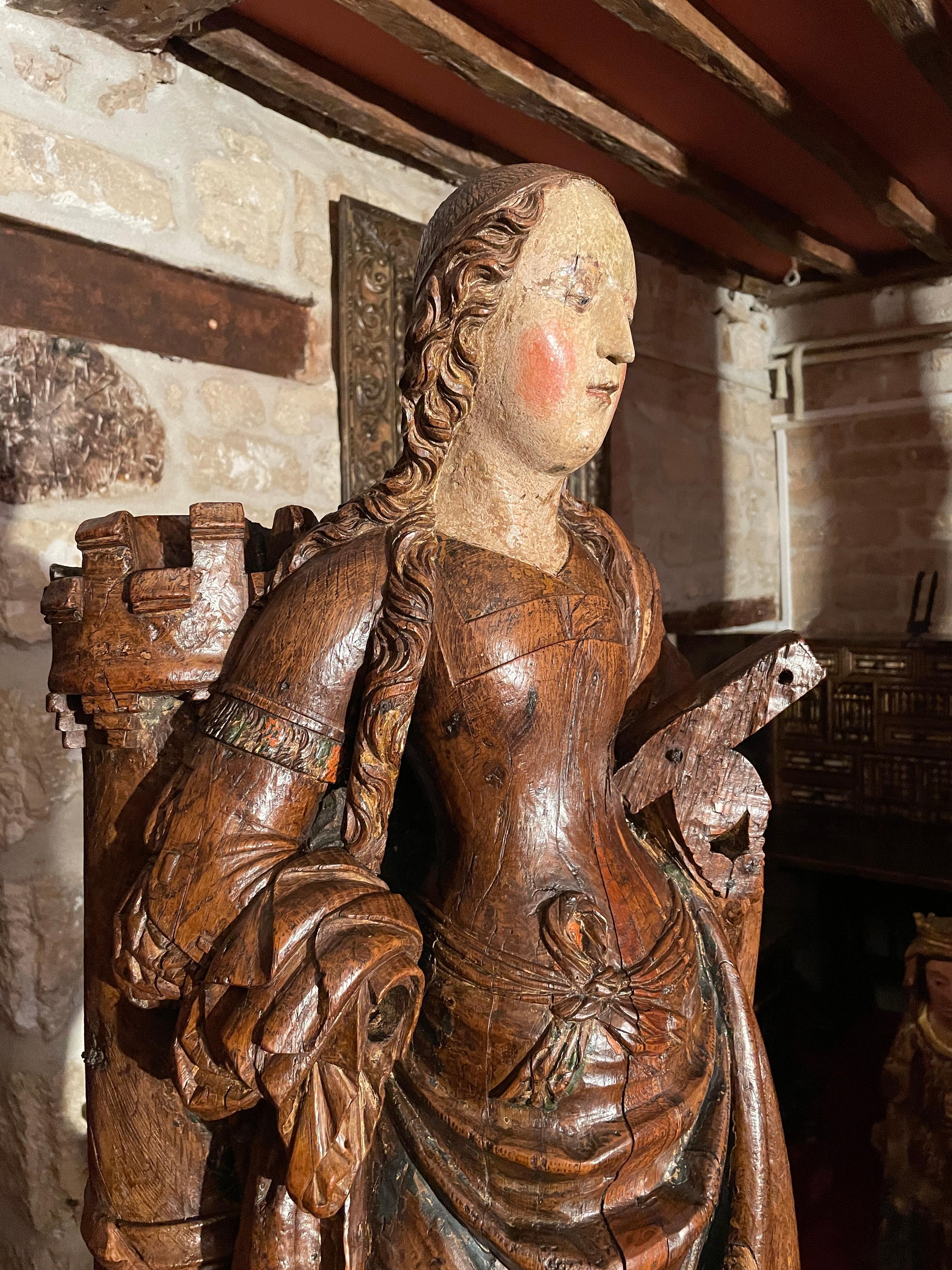 Important Sculpture Representing Saint Barbara For Sale 1