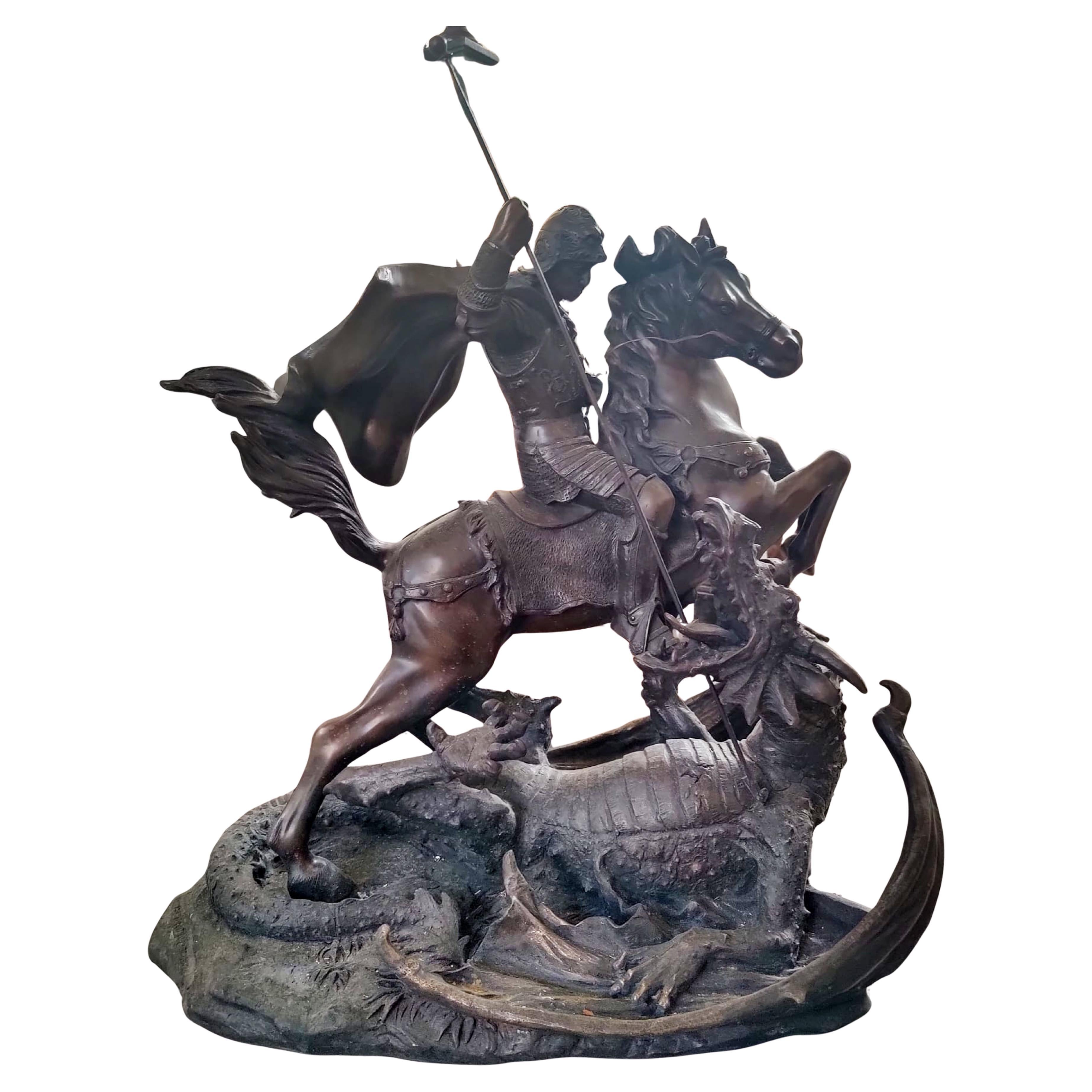 Importante escultura "Saint George en bronce "Bernt Notke (1440-antes de mayo de 1509) en venta