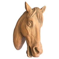 Vintage Important Sculpture - Terracotta - Horse - France - 20th Century