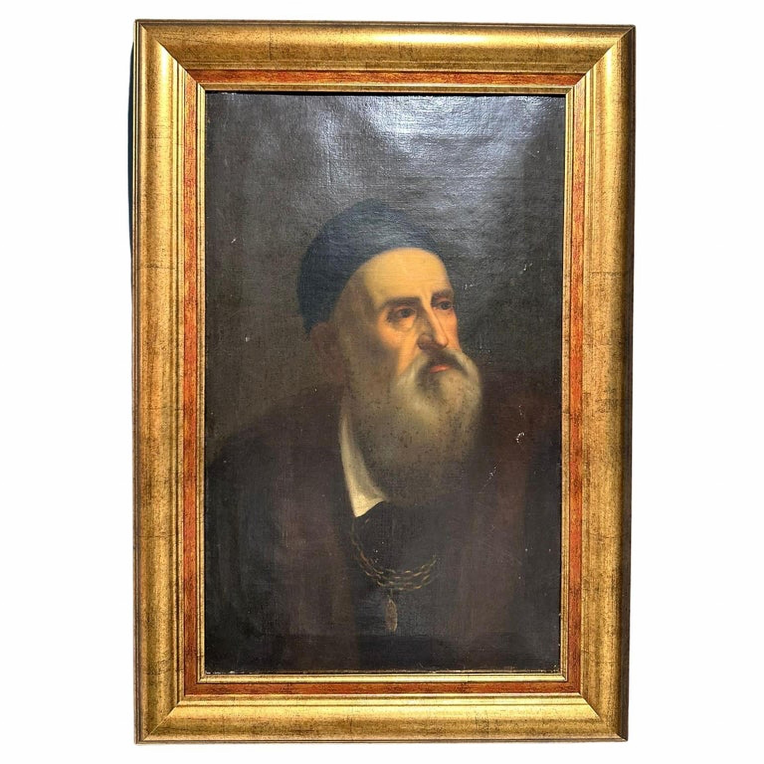 Important Self Portrait Artist Tiziano Vecellio 17th Century Renaissance In Good Condition For Sale In Madrid, ES