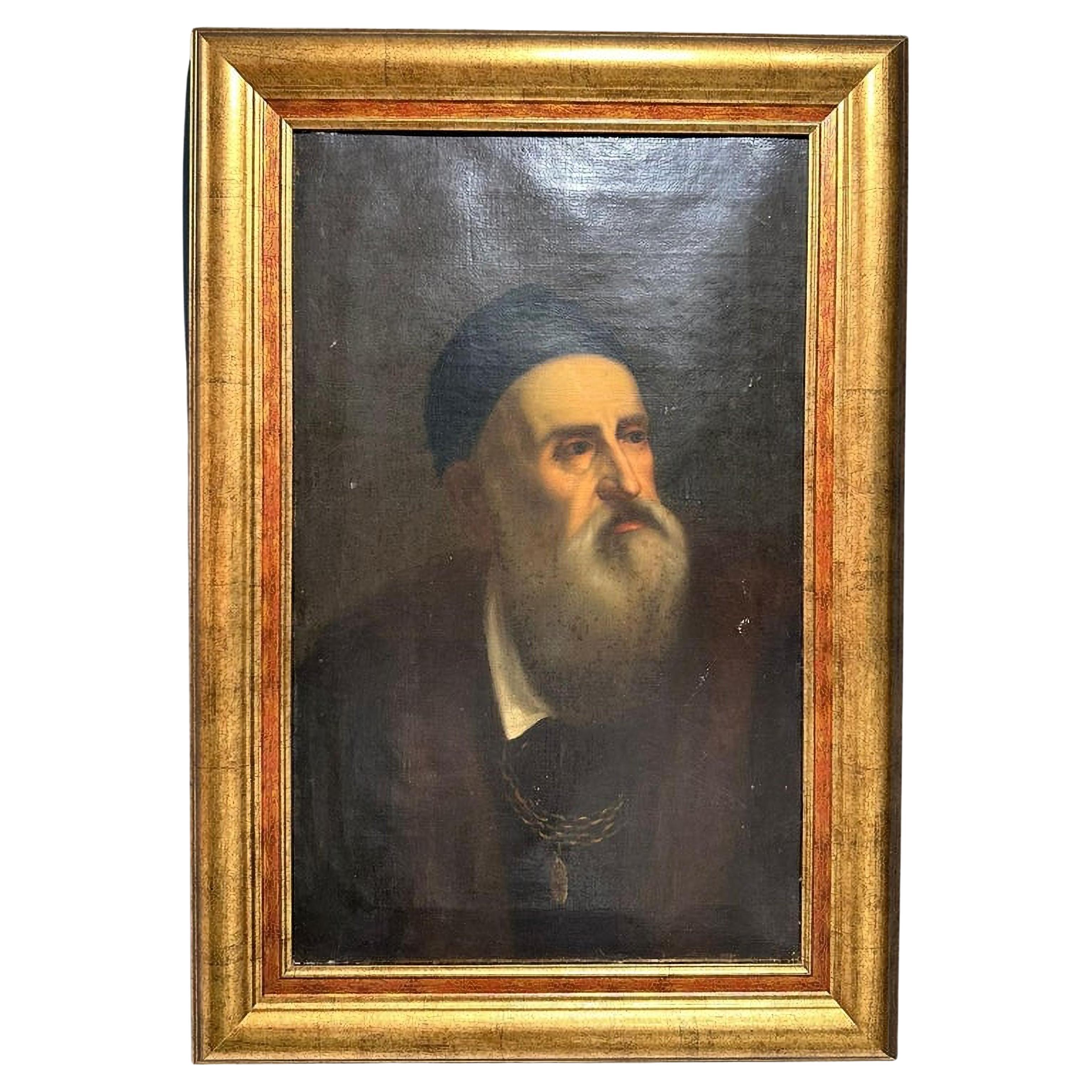 Important autoportrait de l'artiste Tiziano Vecellio du 17ème siècle Renaissance