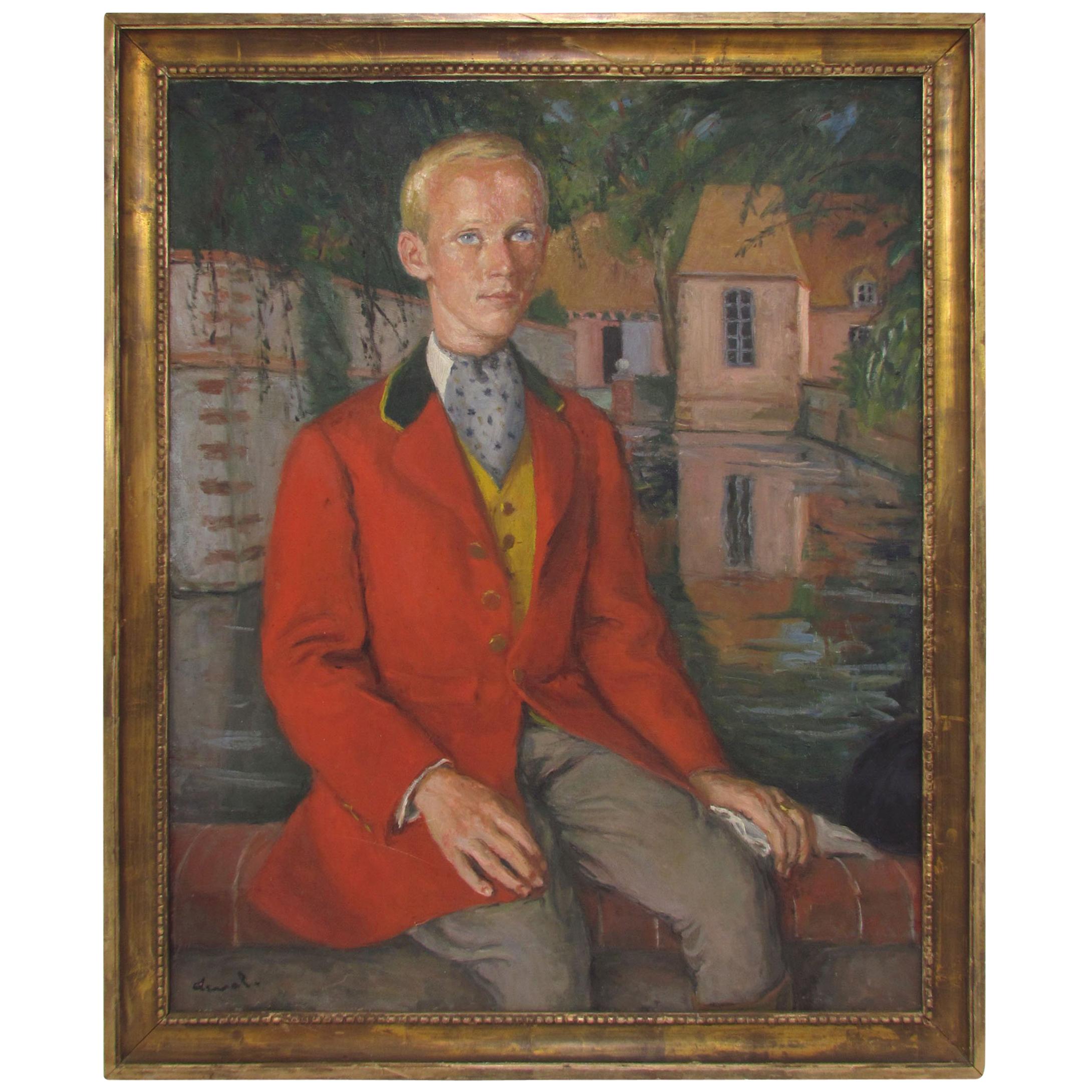 Important Self-Portrait as a Gentleman by French Artist Pierre Deval circa 1920s For Sale