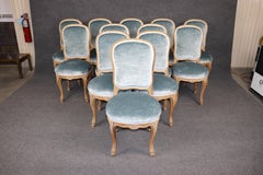Important Set 12 Antique French Louis XV Style Distressed Carved Dining Chairs