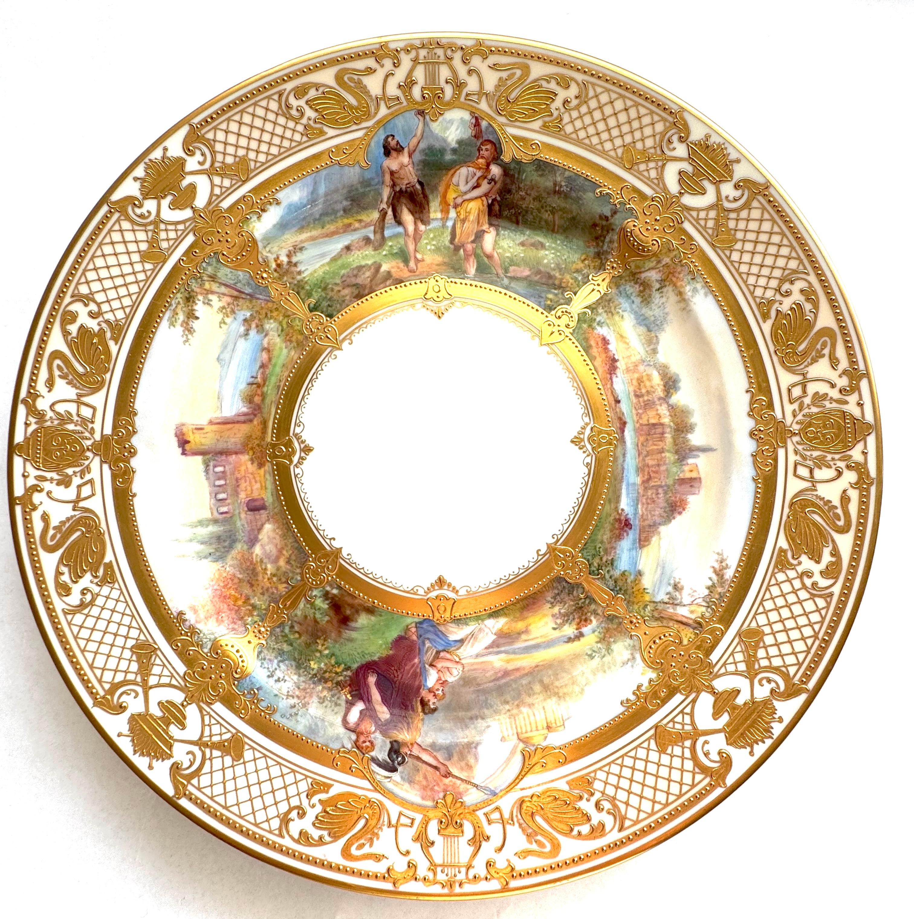 Important Set of 12 Ambrosius Lamm Dresden Opera Plates Cabinet Dinner For Sale 3