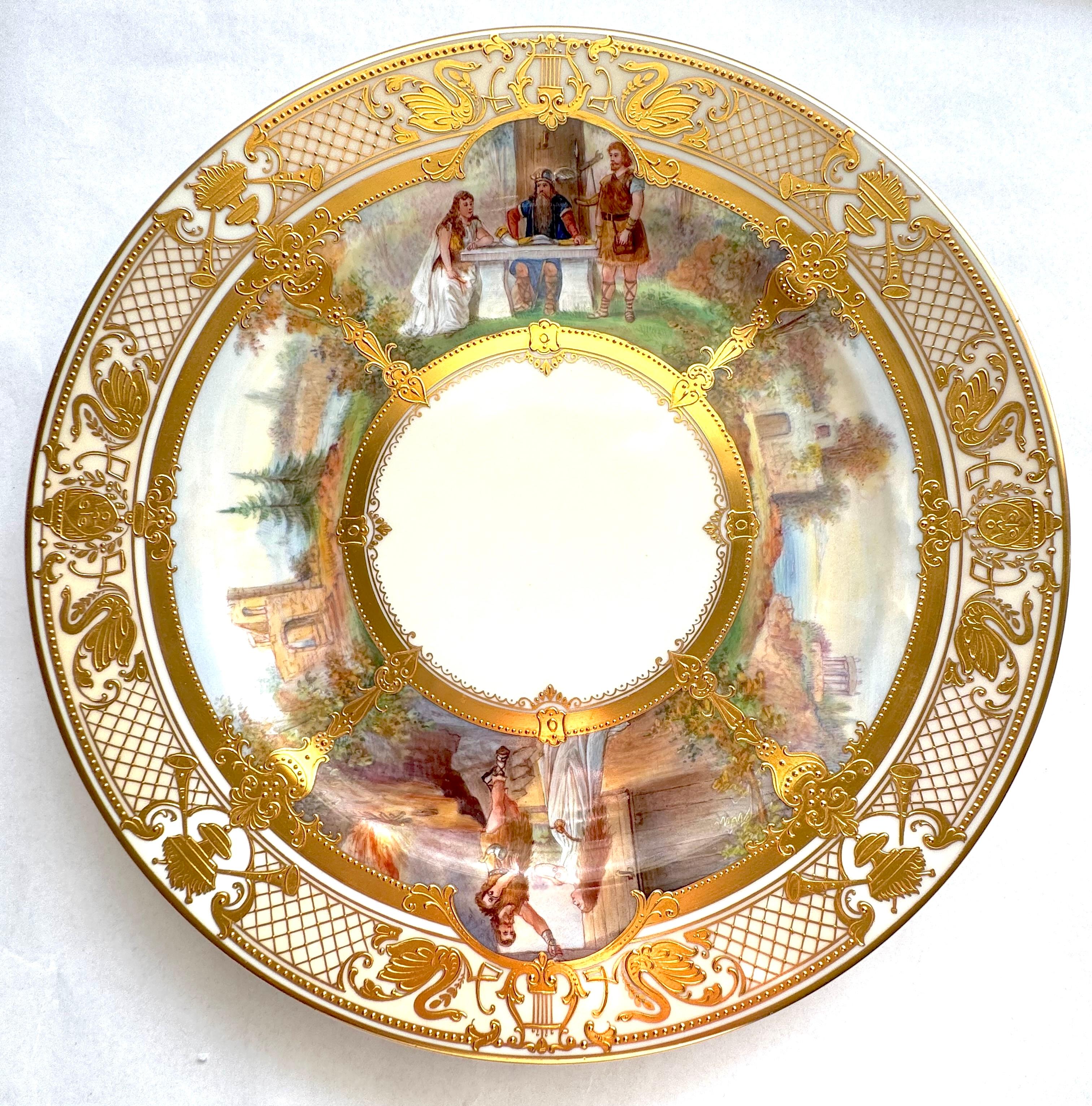 Important Set of 12 Ambrosius Lamm Dresden Opera Plates Cabinet Dinner For Sale 5