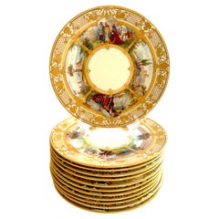 Important Set of 12 Ambrosius Lamm Dresden Opera Plates Cabinet Dinner