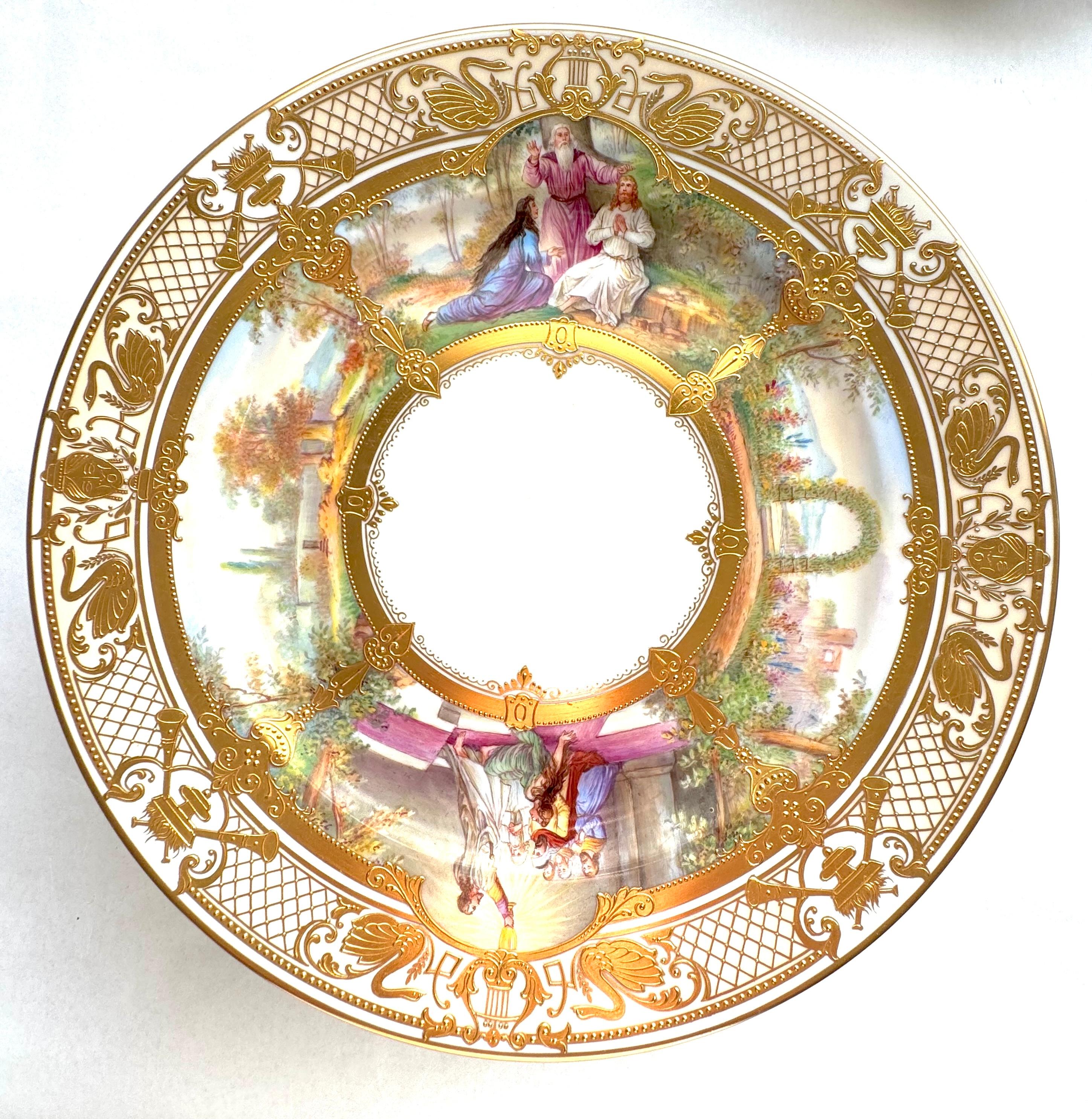 German Important Set of 12 Ambrosius Lamm Dresden Opera Plates Cabinet Dinner For Sale