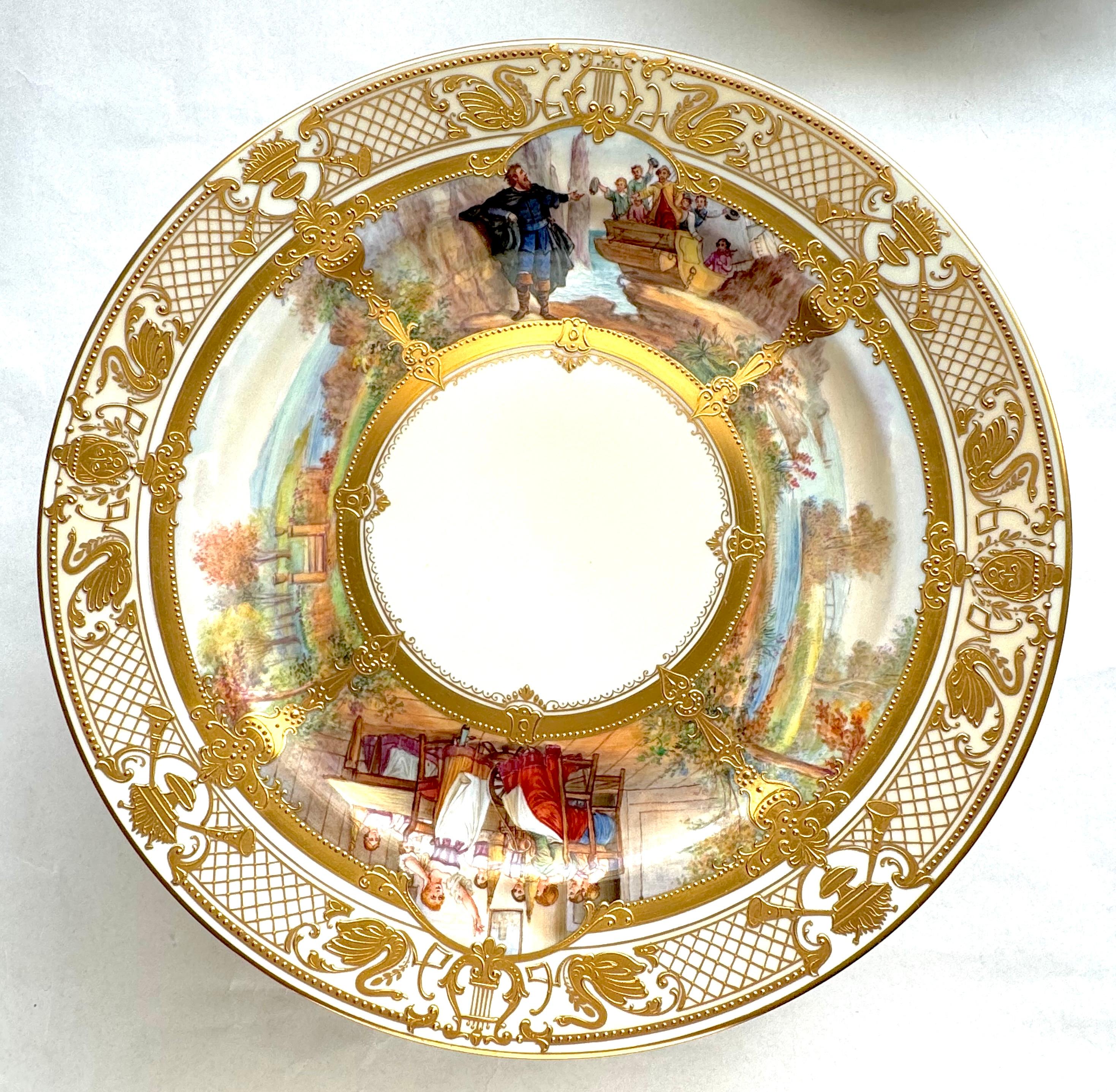 20th Century Important Set of 12 Ambrosius Lamm Dresden Opera Plates Cabinet Dinner For Sale