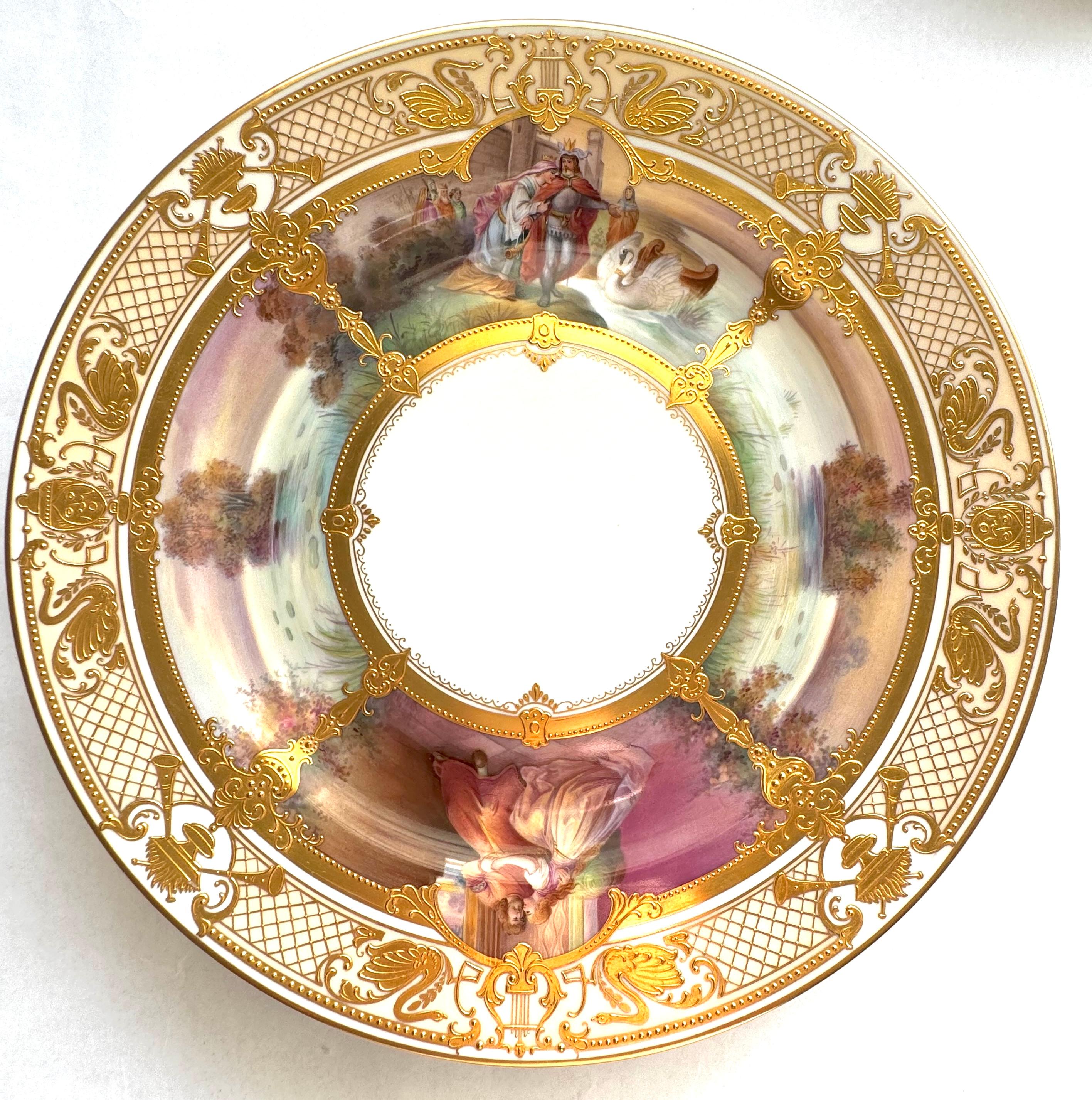 Important Set of 12 Ambrosius Lamm Dresden Opera Plates Cabinet Dinner For Sale 1