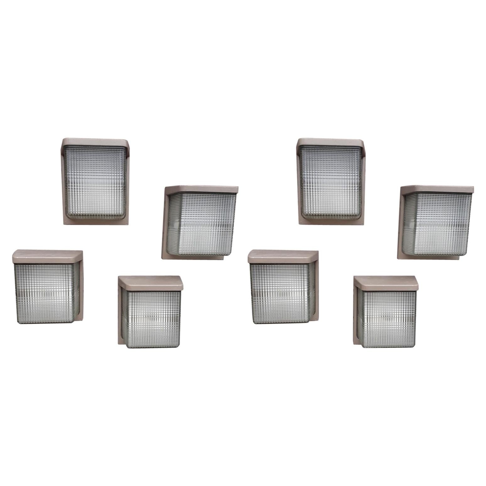 Important Set of 31 Sconces in Cast Aluminum Lacquered and Glass, circa 1950 For Sale