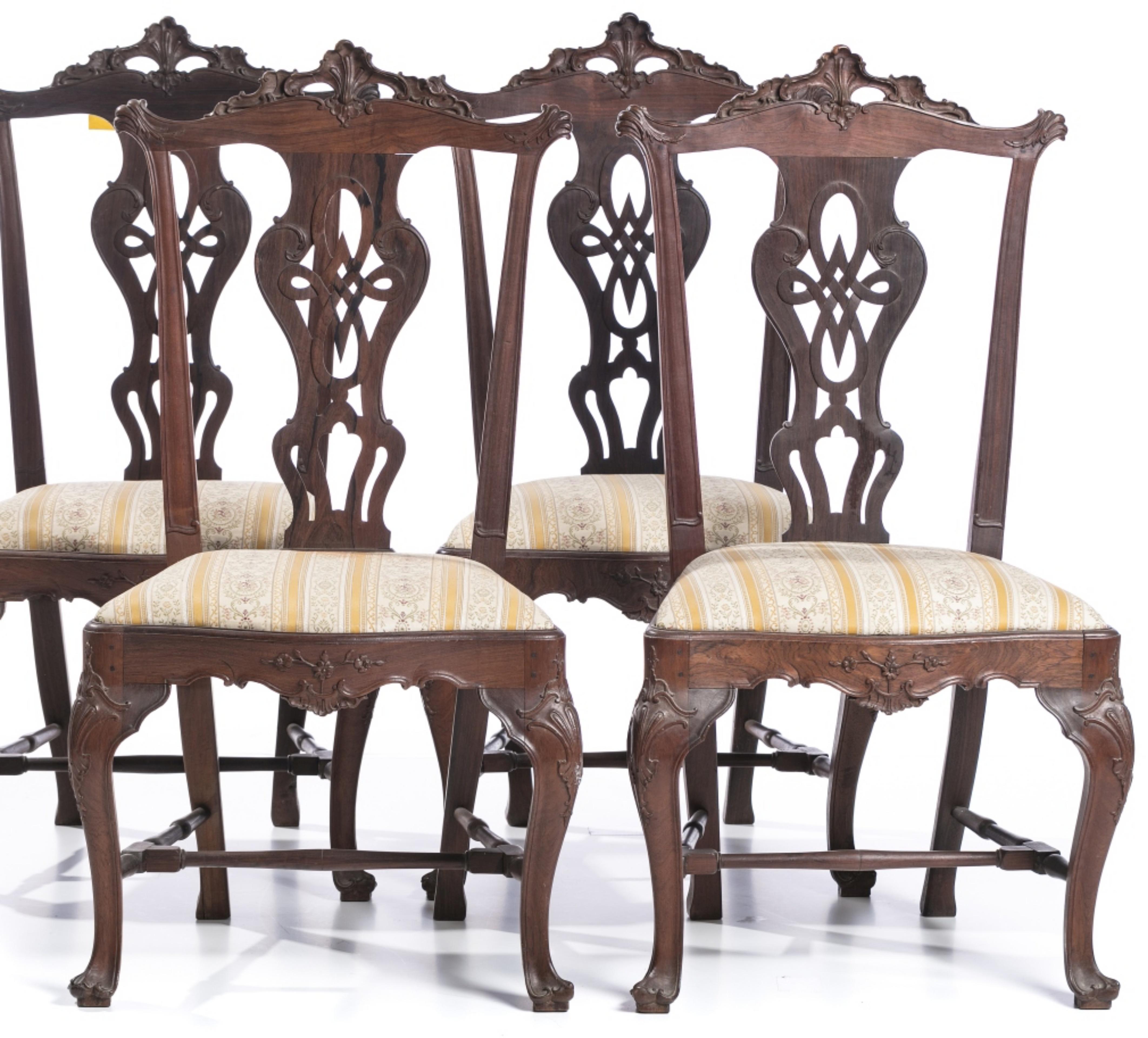 Baroque Important Set of 4 Portuguese Chairs from the 18th Century