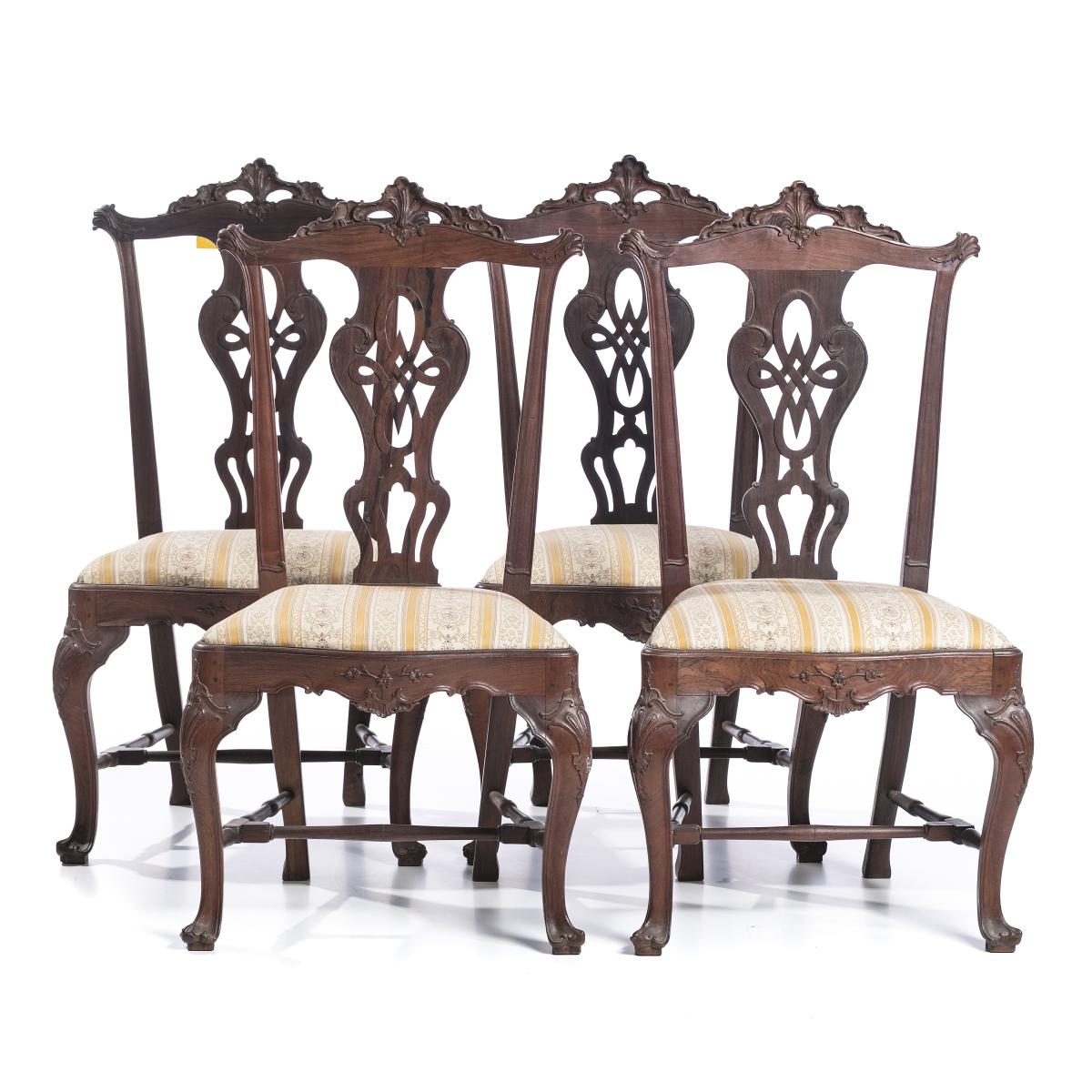 18th Century and Earlier Important Set of 4 Portuguese Chairs from the 18th Century