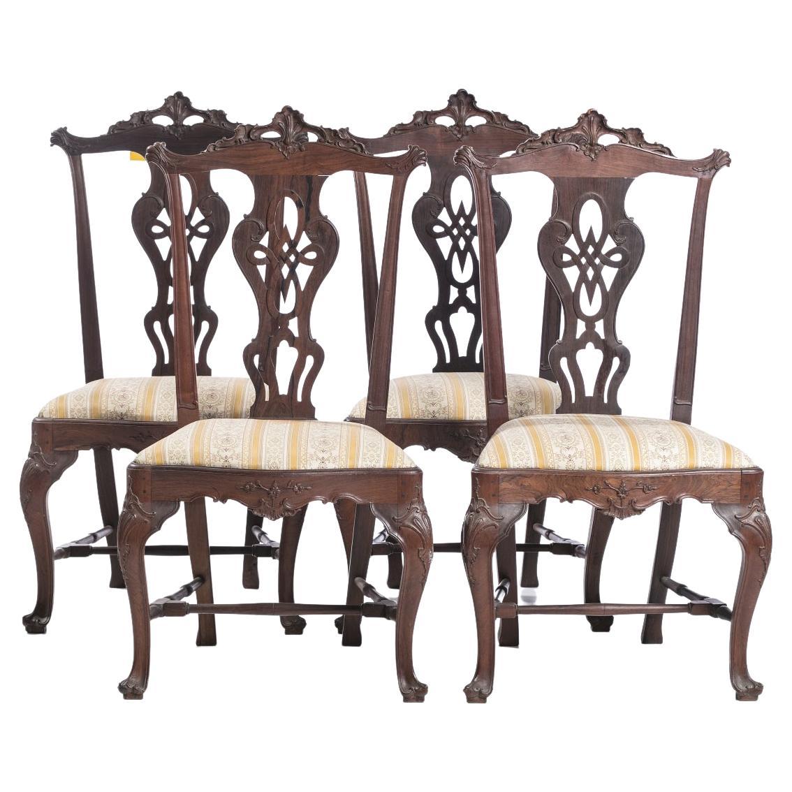 Important Set of 4 Portuguese Chairs from the 18th Century