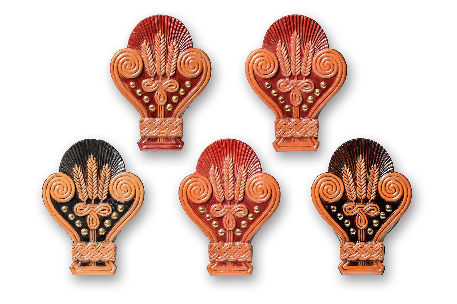 Important Set of 5 Ceramic Wall Sconces French Ceramic, circa 1940 For Sale 7