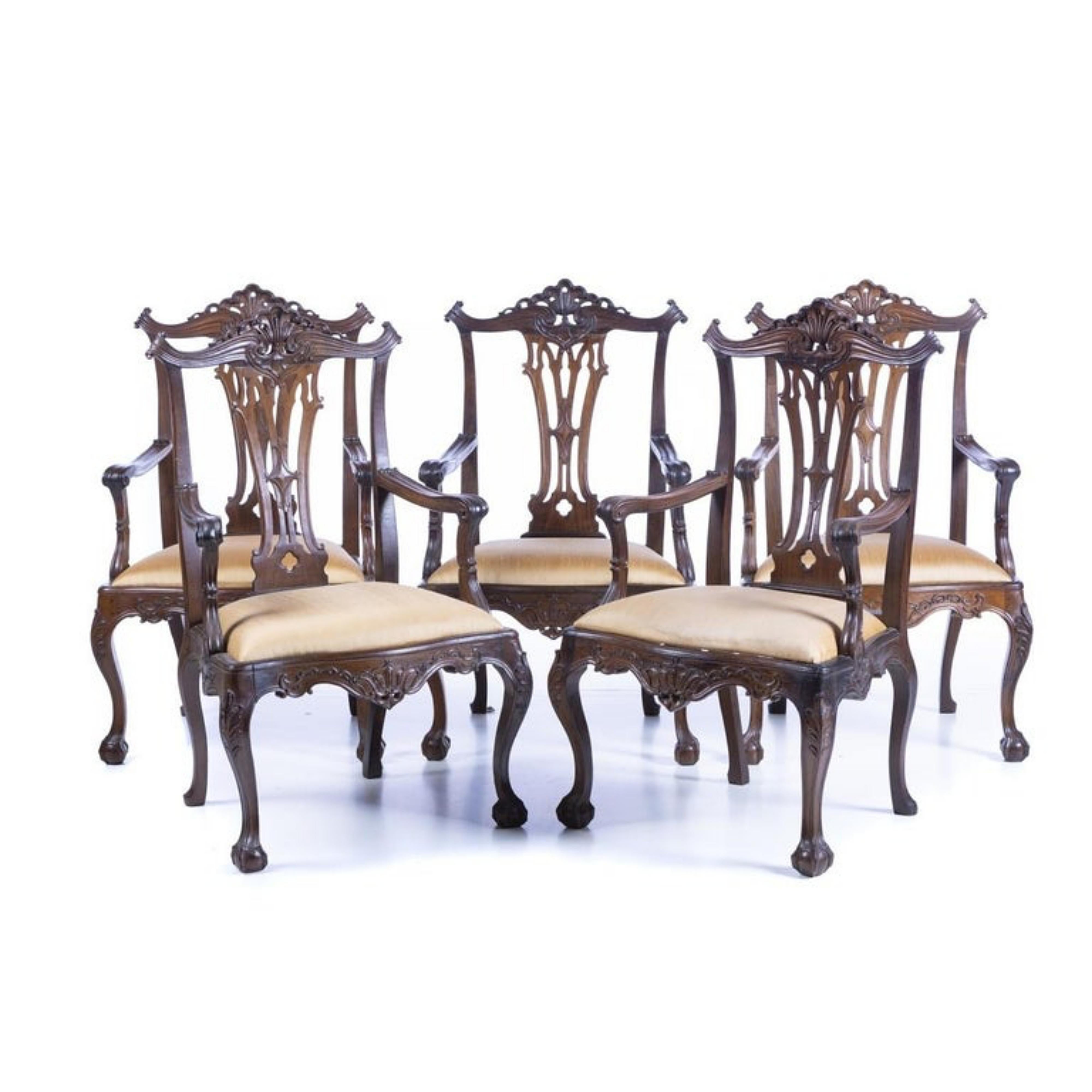 Important Set of 5 Portuguese Armchairs 18th Century In Good Condition For Sale In Madrid, ES