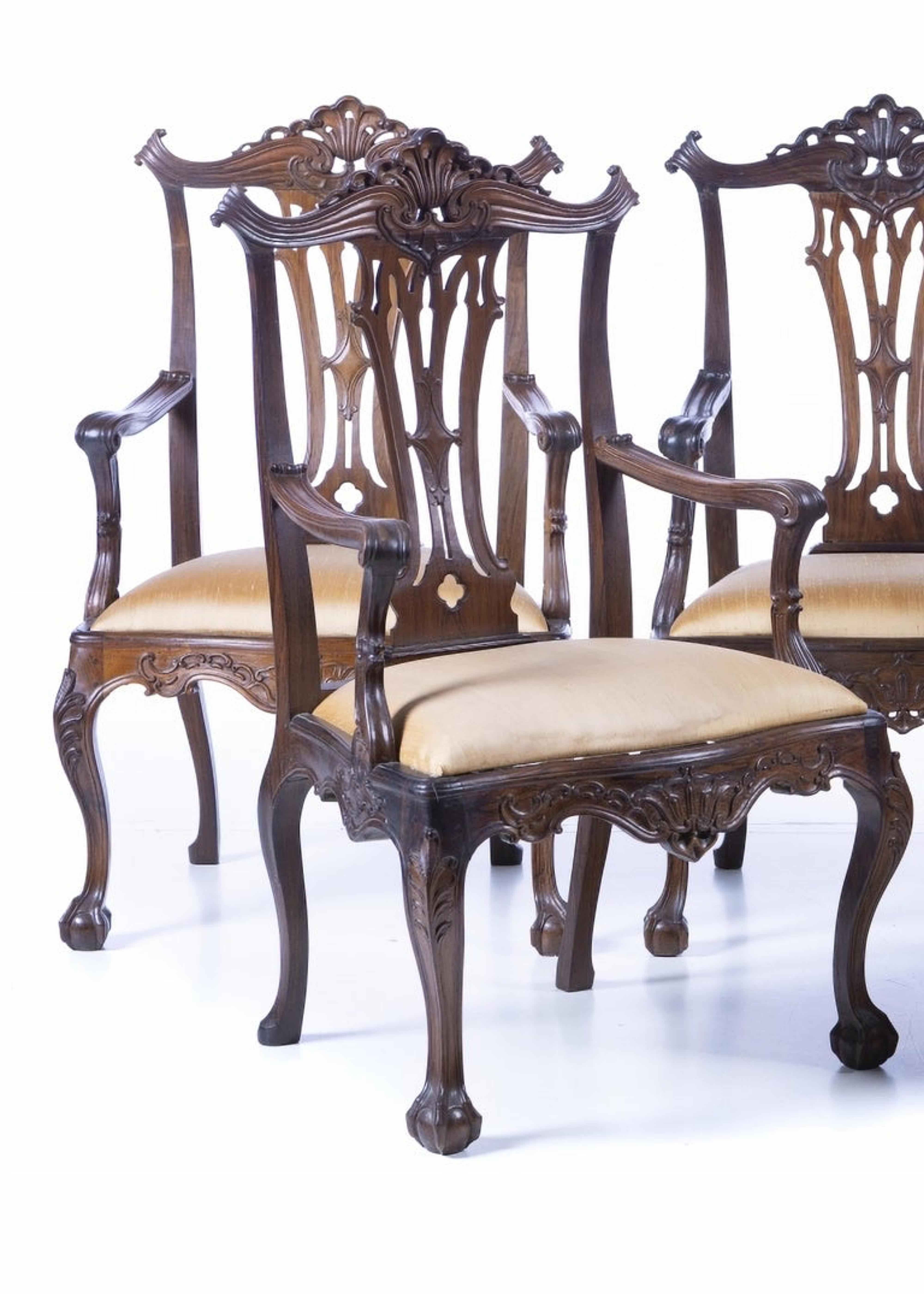 Wichtiger Satz von 5 portugiesischen Sesseln aus dem 18. Jahrhundert (Holz) im Angebot