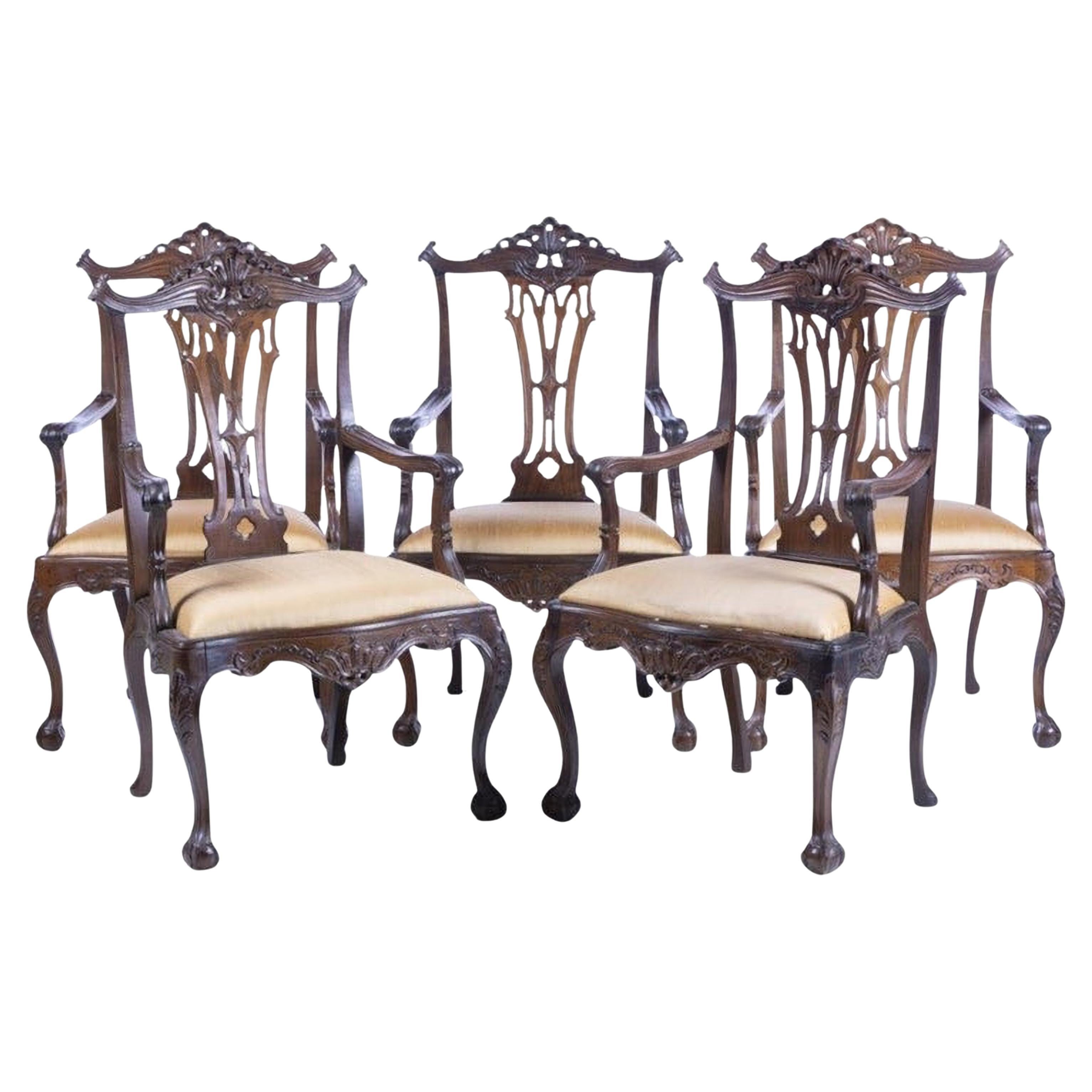 Important ensemble de 5 fauteuils portugais du 18e siècle