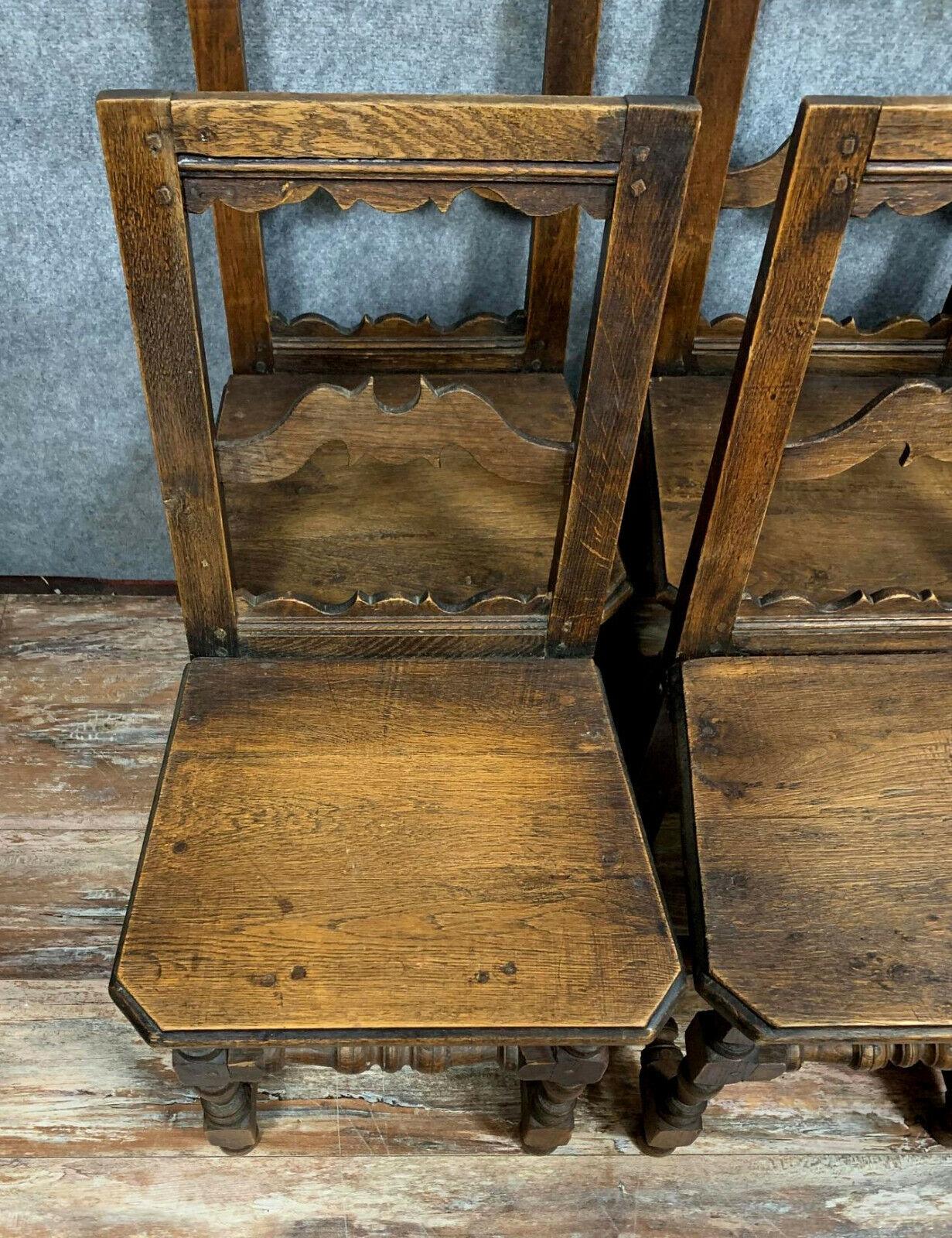 Mid-19th Century Important Set of 6 Solid Oak Lorraine Chairs, Circa 1850 -1X28
