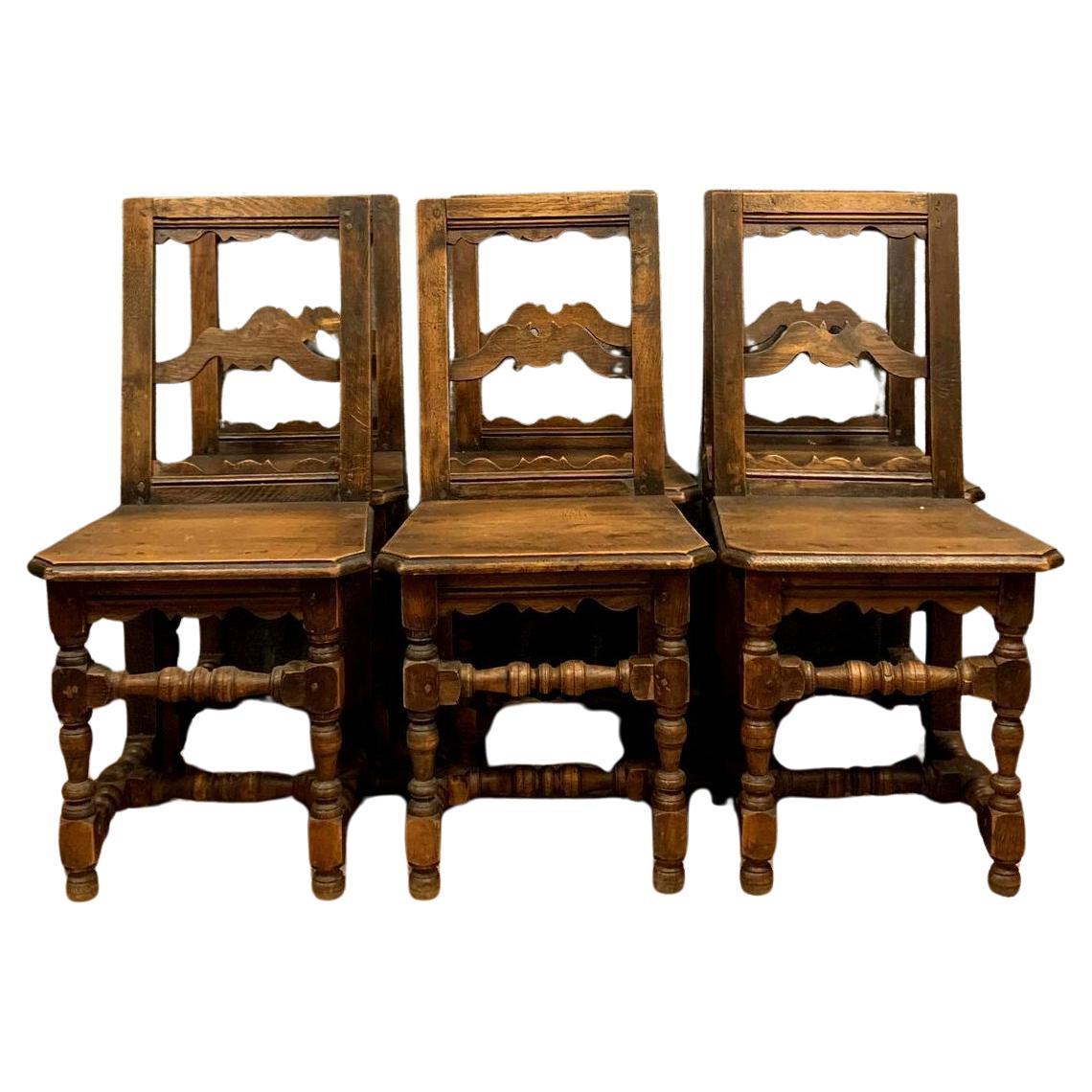 Important Set of 6 Solid Oak Lorraine Chairs, Circa 1850 -1X28