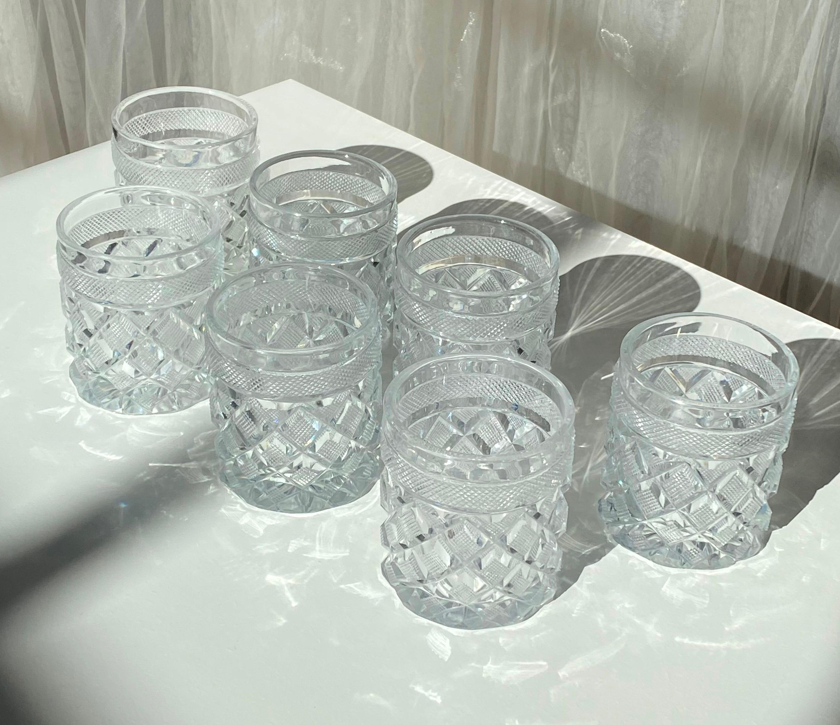 Important Set of 7 Empire Baccarat Tumbler glasses, Sainte Anne in Voneche 1810. For Sale 9