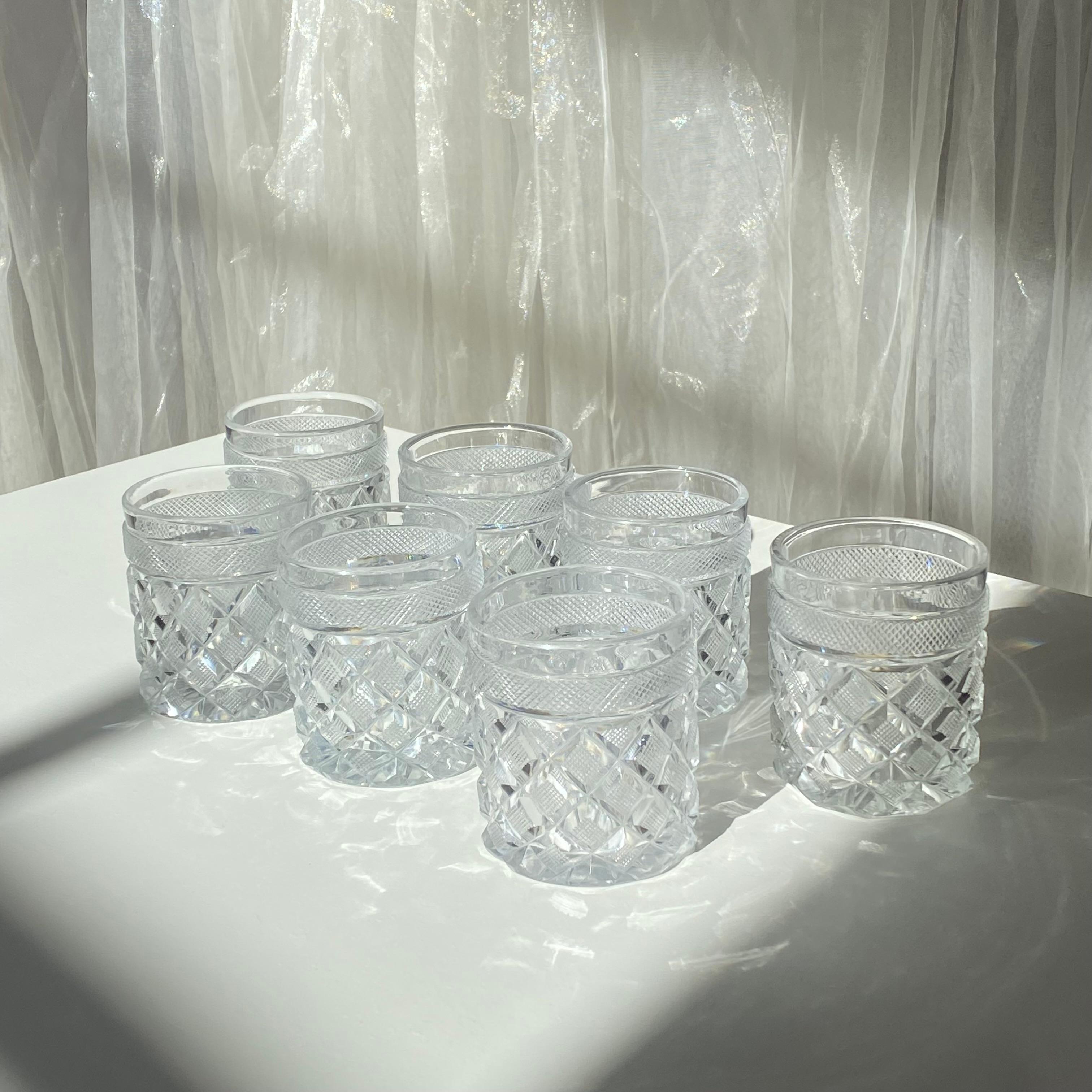 Important Set of 7 Empire Baccarat Tumbler glasses, Sainte Anne in Voneche 1810. In Good Condition For Sale In Trieste, IT