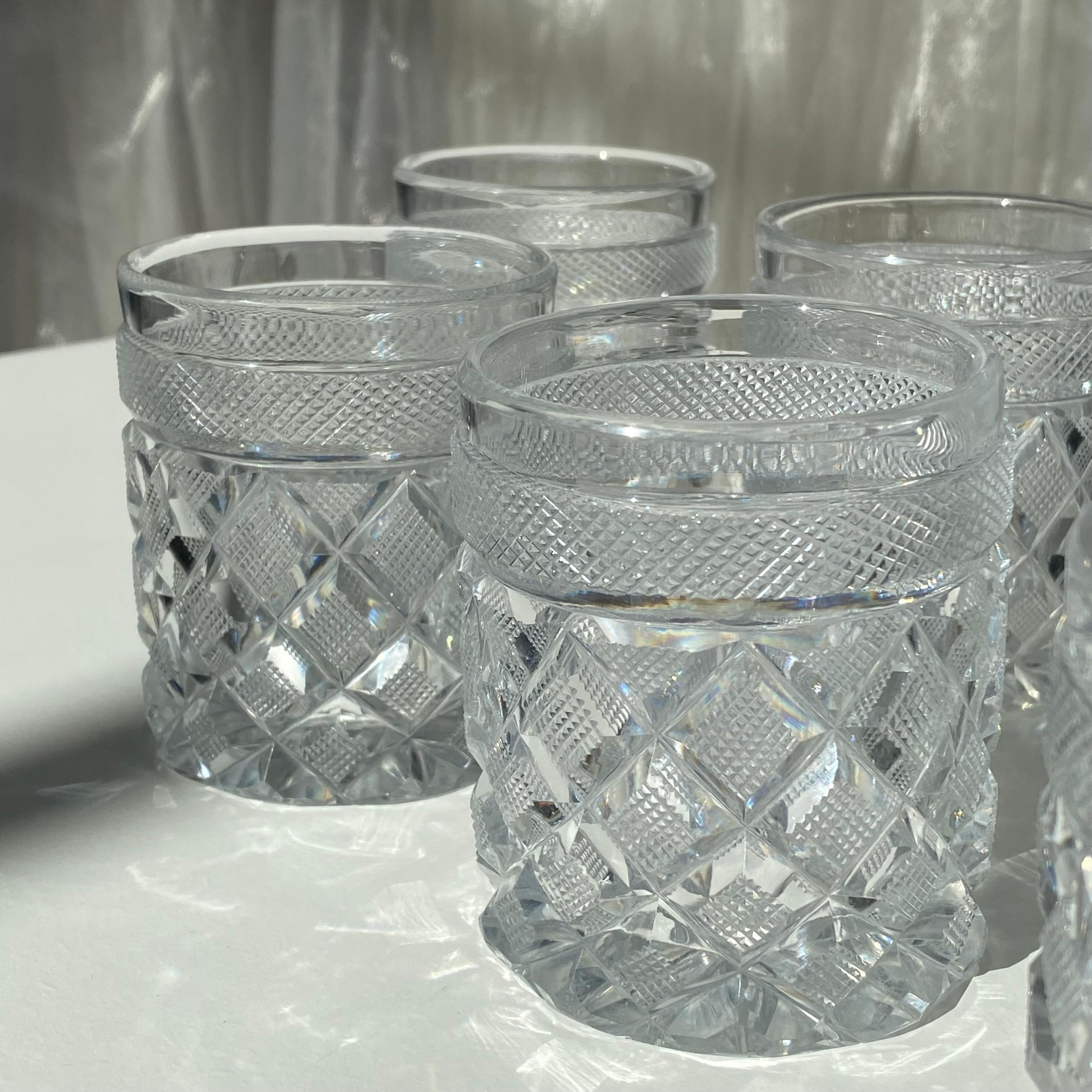 Blown Glass Important Set of 7 Empire Baccarat Tumbler glasses, Sainte Anne in Voneche 1810. For Sale