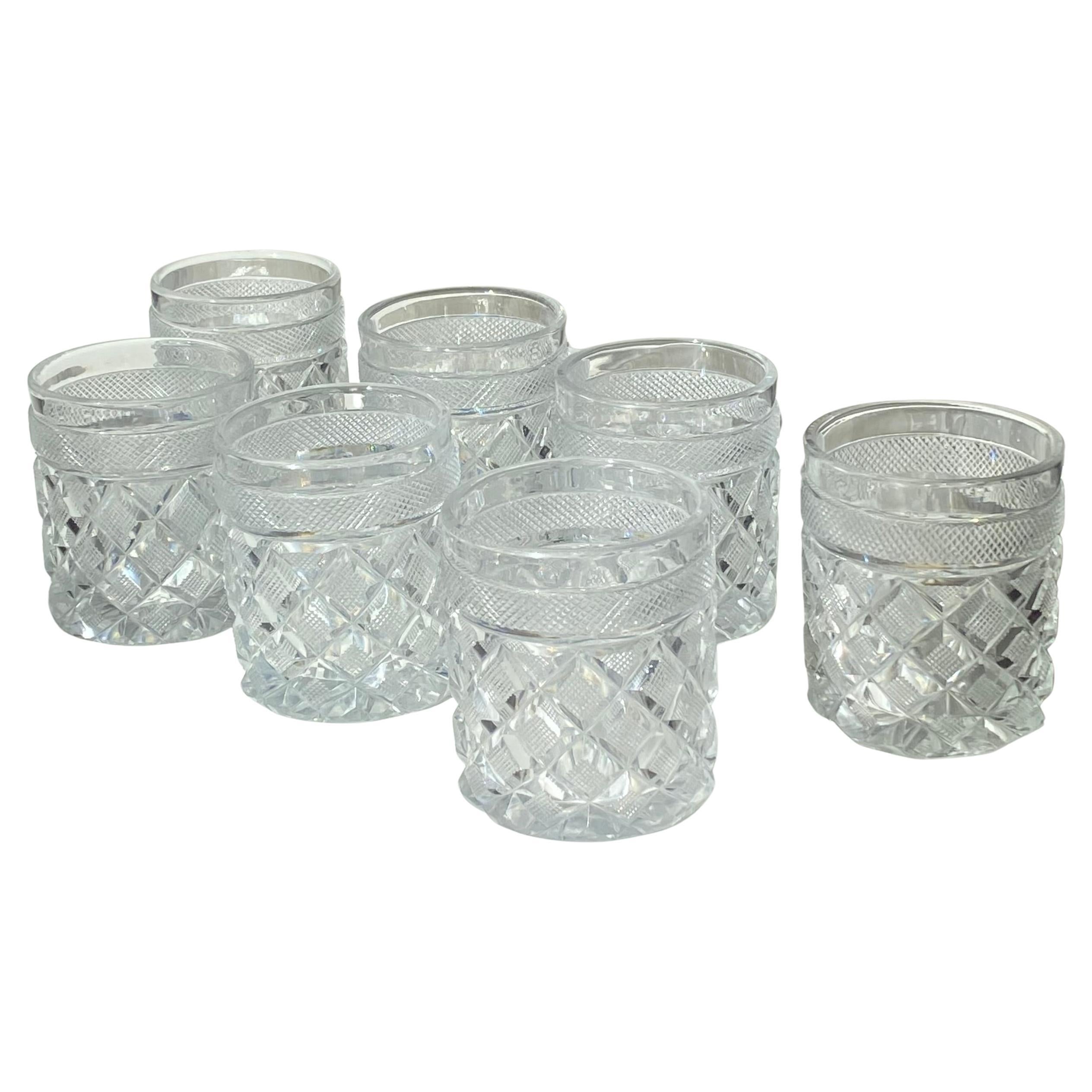 Important Set of 7 Empire Baccarat Tumbler glasses, Sainte Anne in Voneche 1810. For Sale