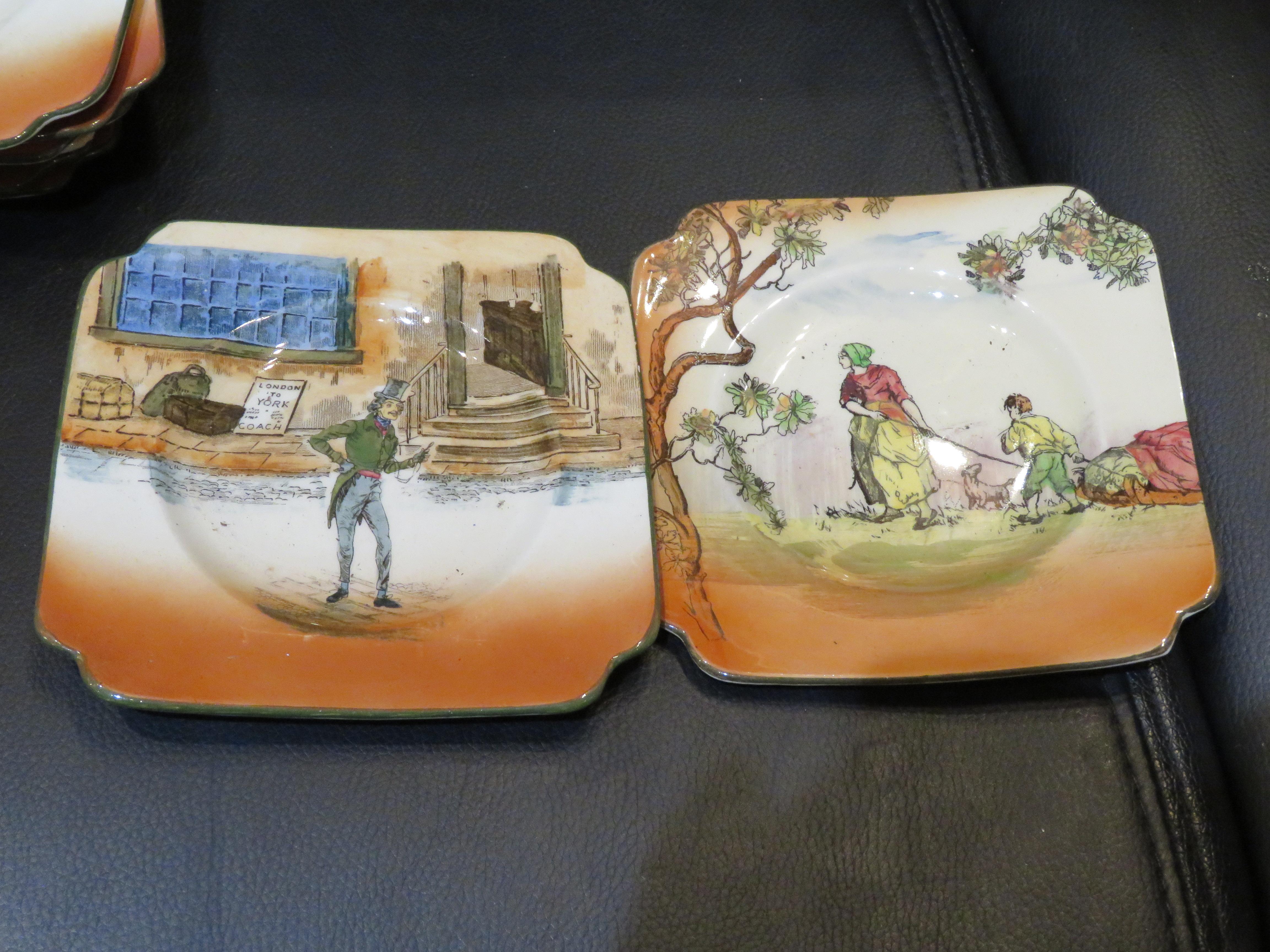 Important Set of 8 Original Royal Doulton England Painted Porcelain Dish Plates For Sale 1