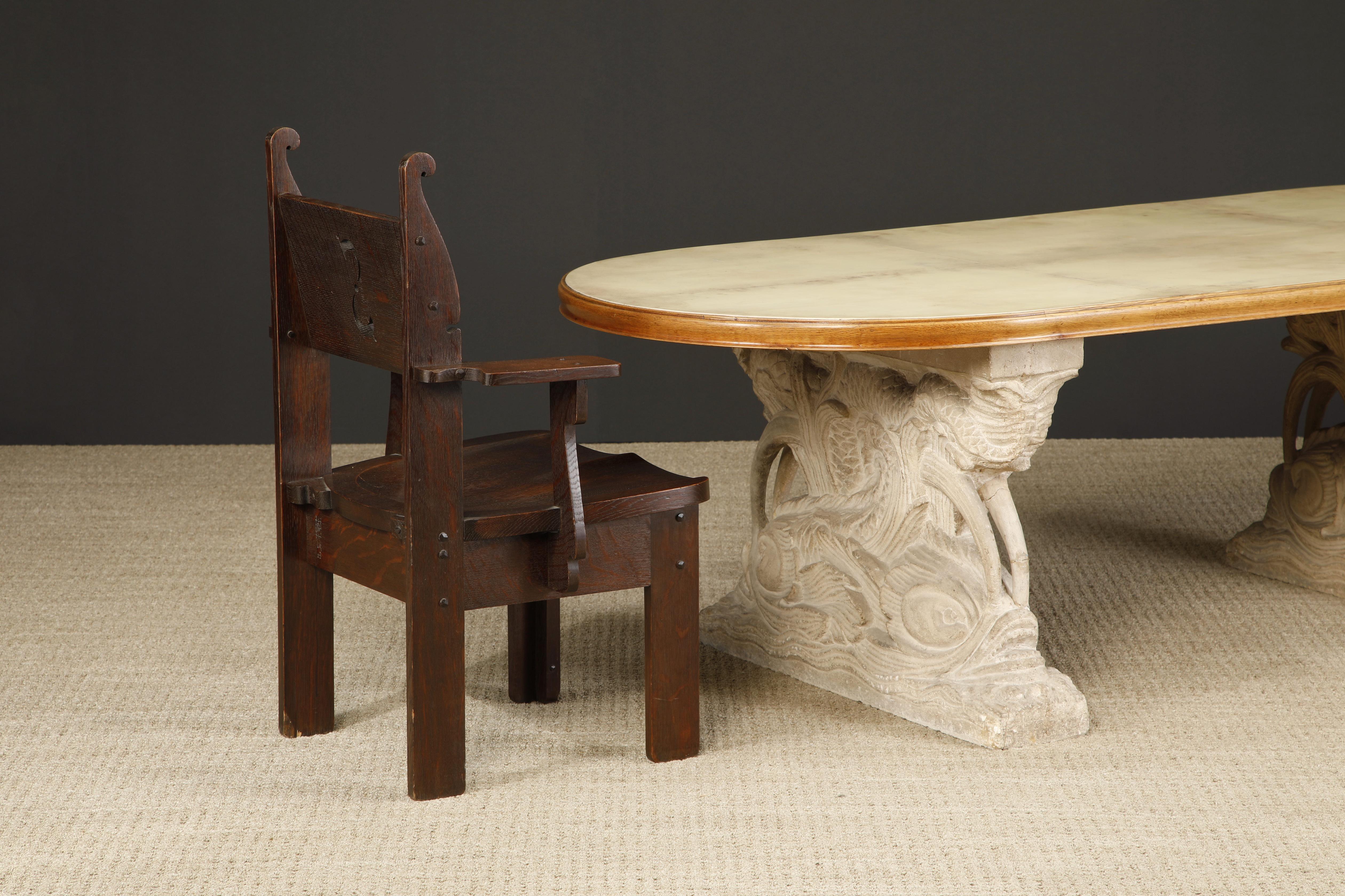 Importante set di poltrone in Oak Oak di Charles Rohlfs firmate e datate 1903 in vendita 5