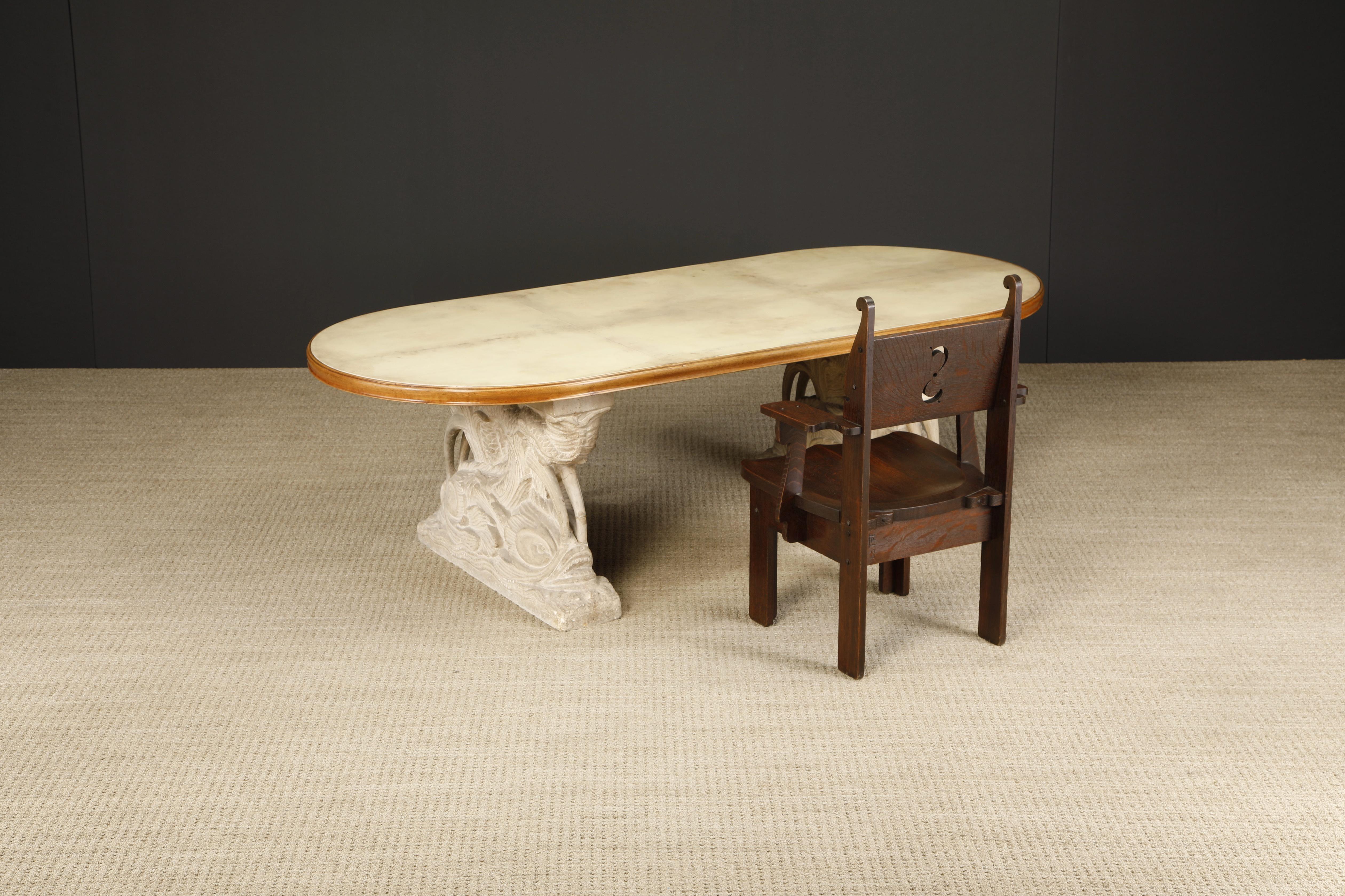 Importante set di poltrone in Oak Oak di Charles Rohlfs firmate e datate 1903 in vendita 6