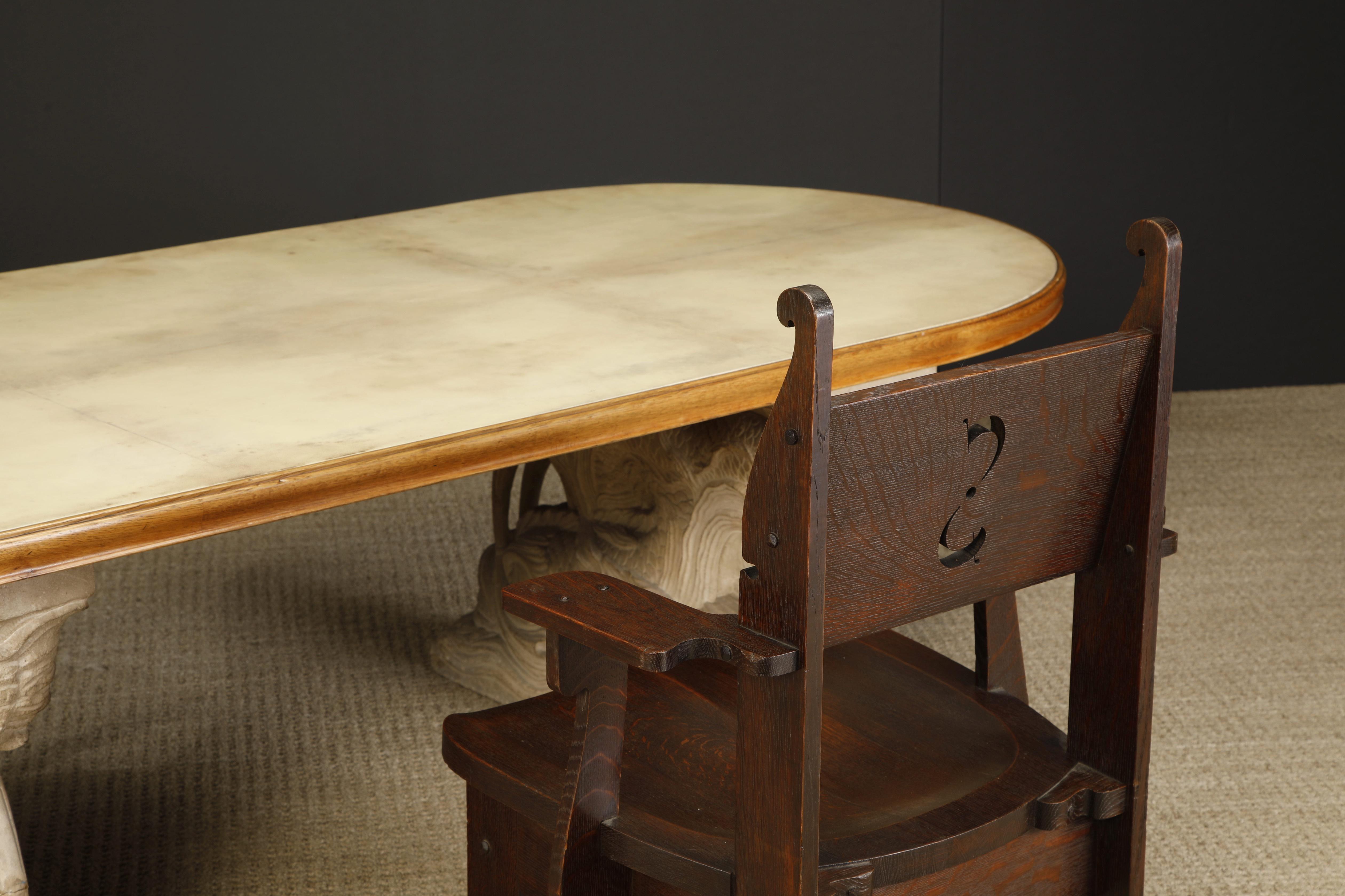 Importante set di poltrone in Oak Oak di Charles Rohlfs firmate e datate 1903 in vendita 7